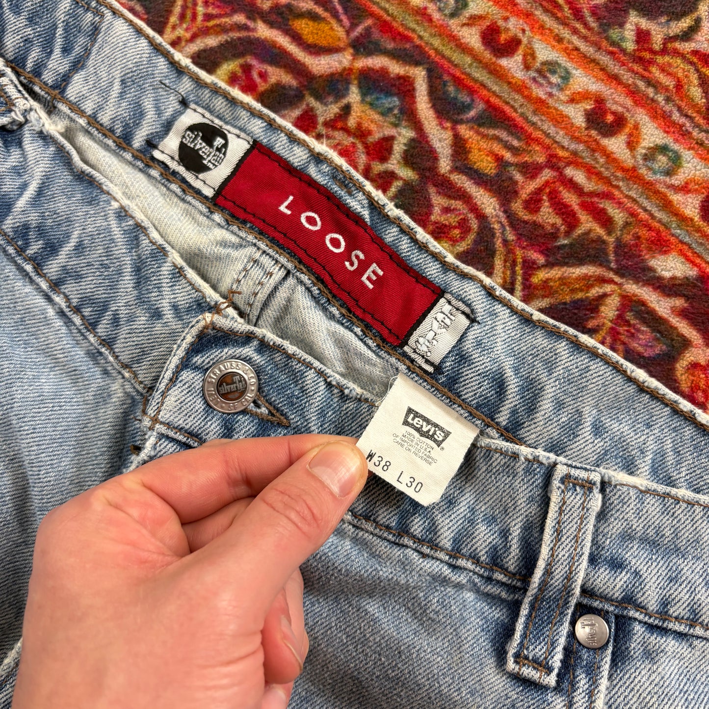 Vintage Levis Silver Tabs 1997 Blue Hip Hop Baggy Jeans - 38