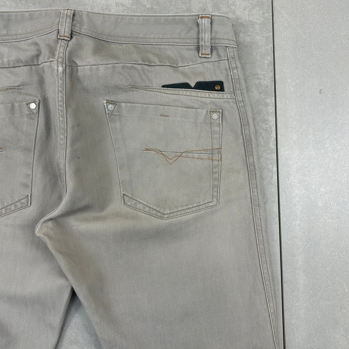 Vintage Diesel Straight Khaki Stone Denim Jeans - 36