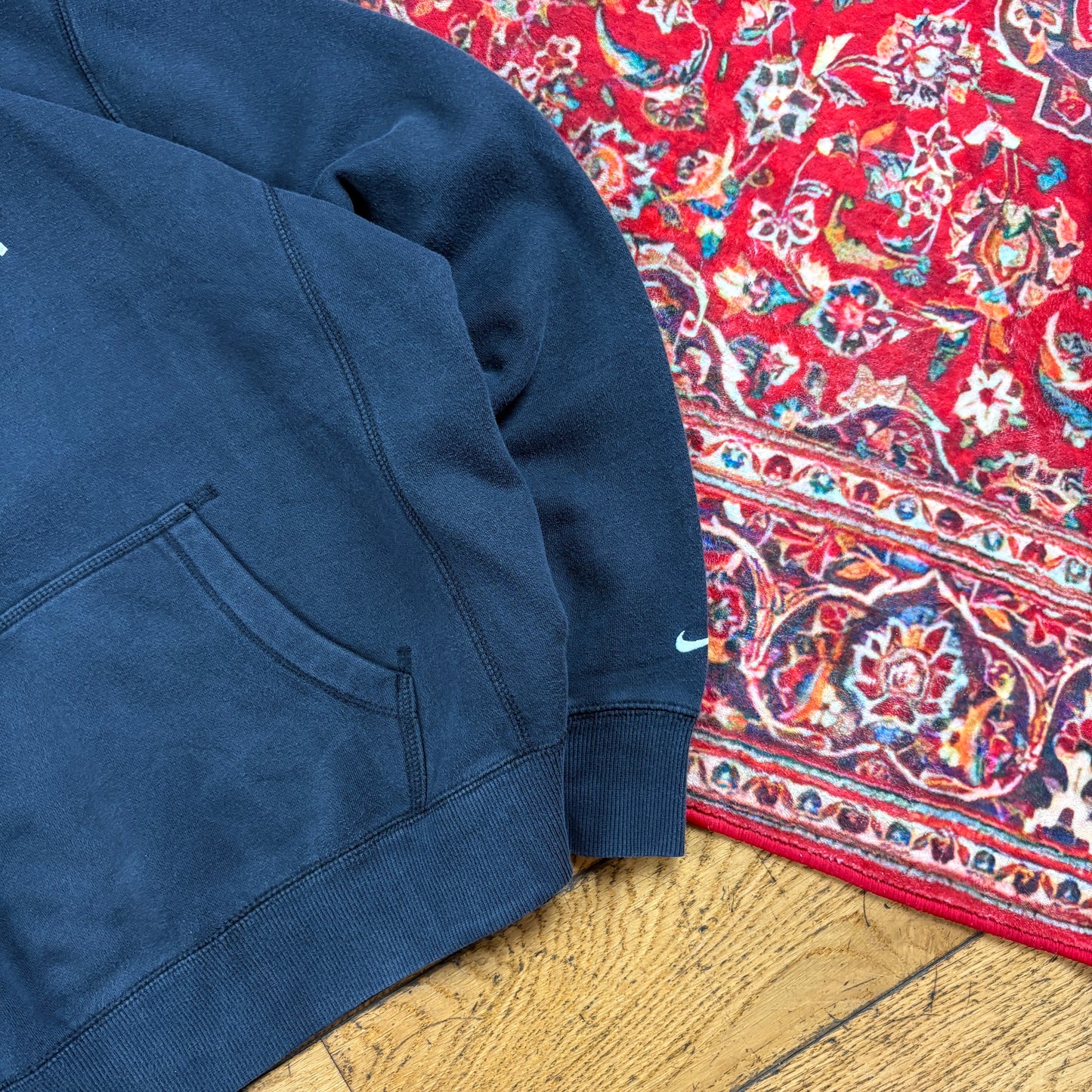 Vintage Nike Athletics Black Embroidered Hoodie Sweatshirt - Size 16/18