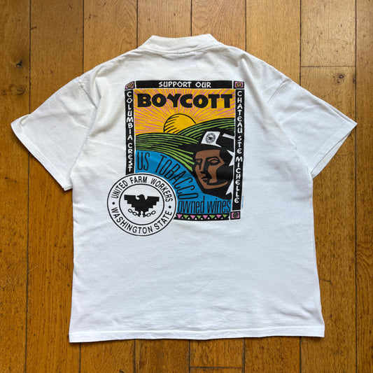Vintage 90s Single Stitch White Graphic T-Shirt - M