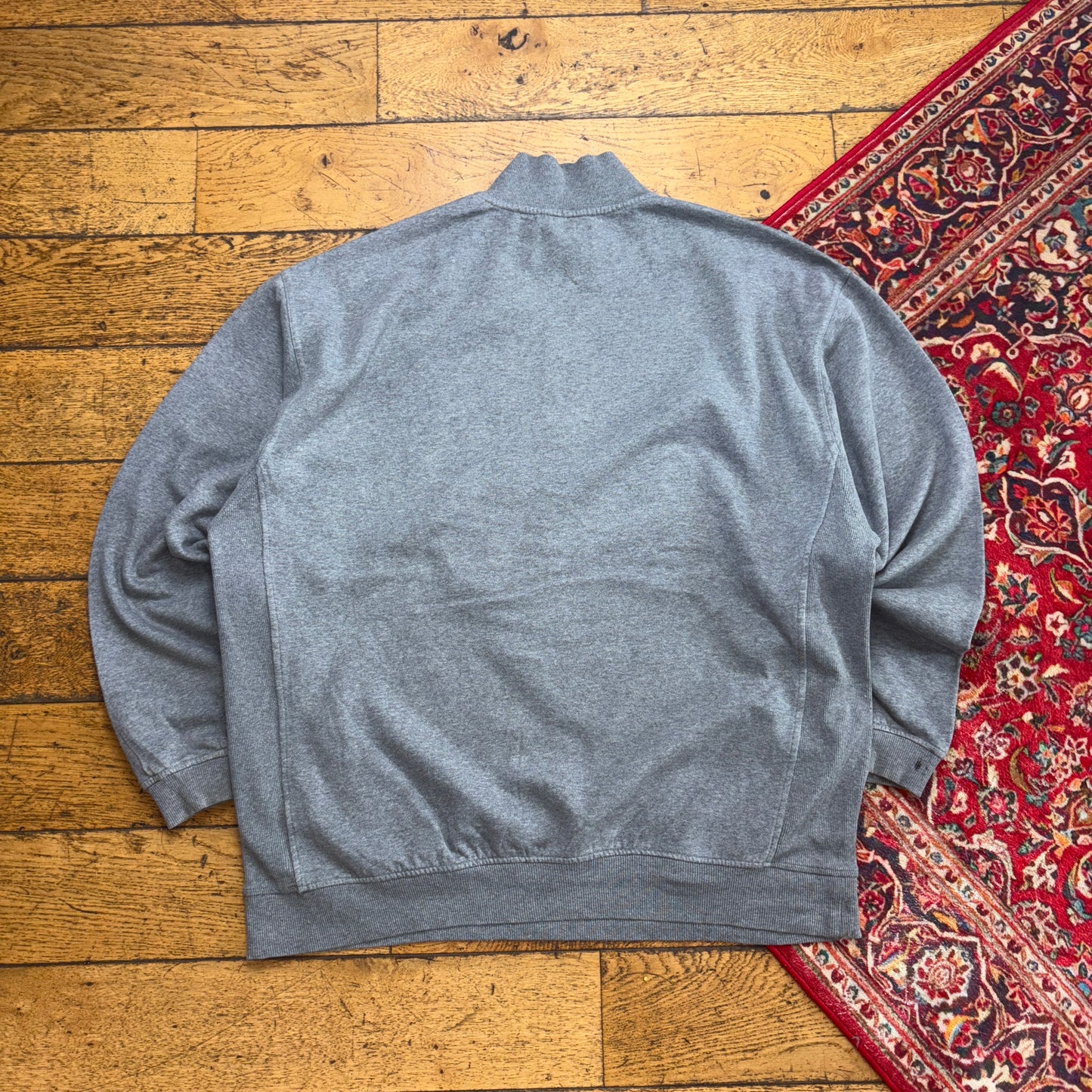 Vintage 90s  Nike Swoosh Grey Zip College Varsity Embroidered Sweatshirt - XL