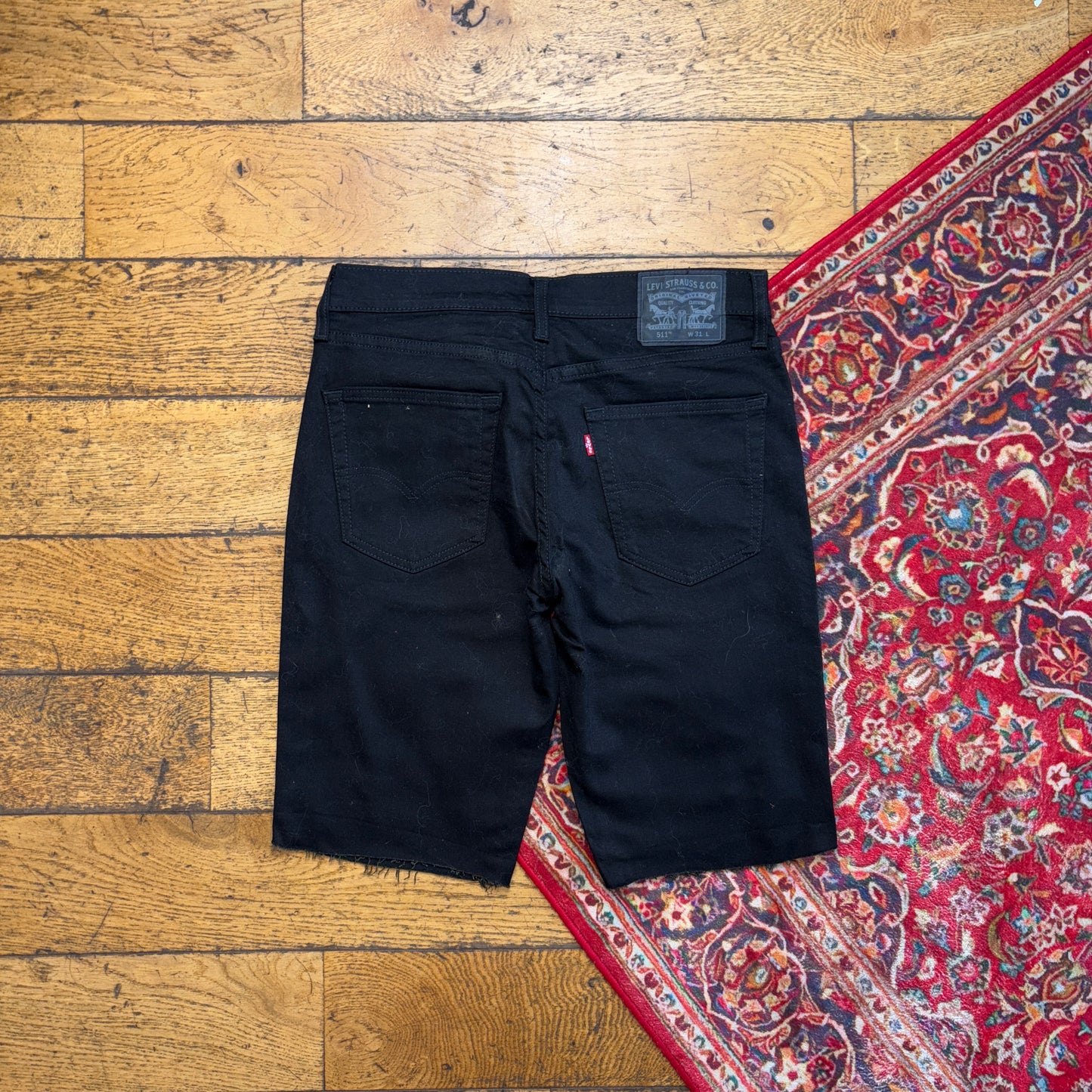 Vintage Levis 511 Slim Black Denim Shorts - 31