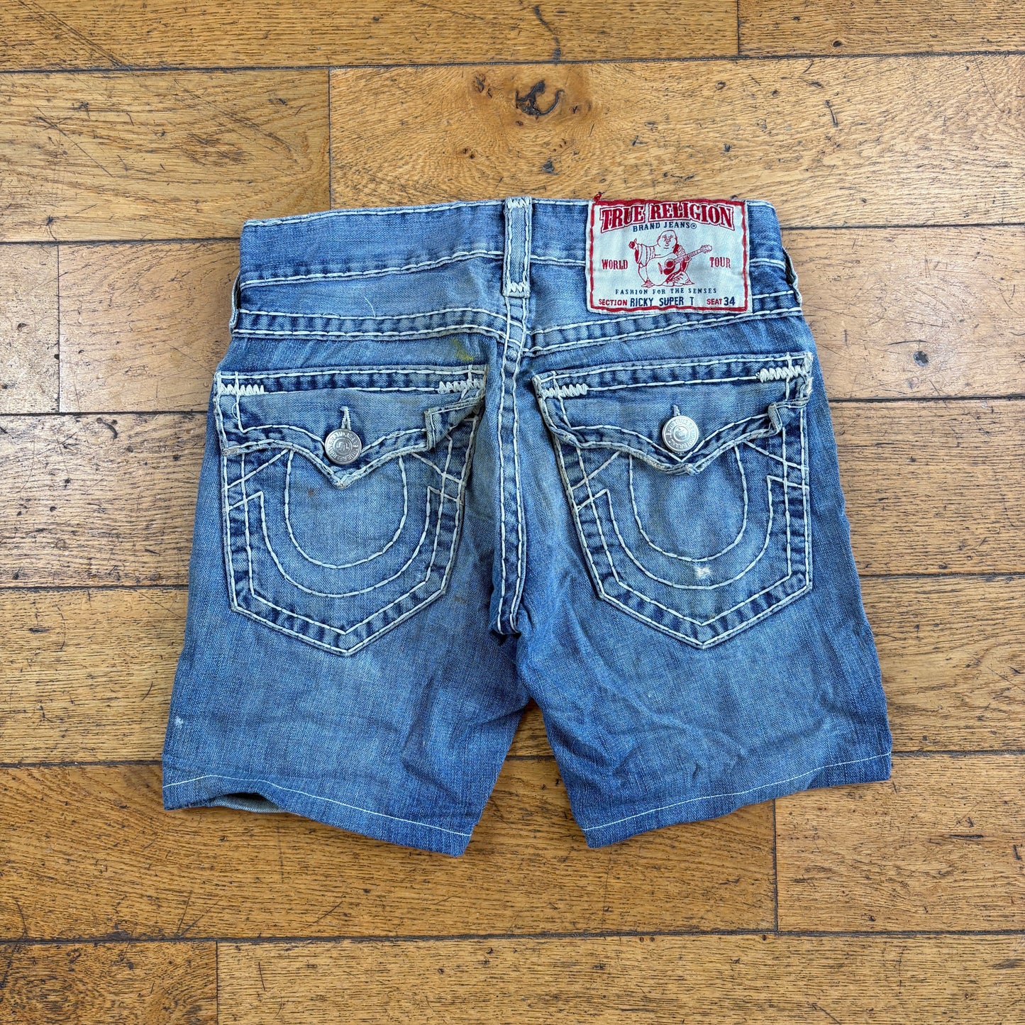 Vintage True Religion Blue Embroidered Y2K Shorts Jorts - 30