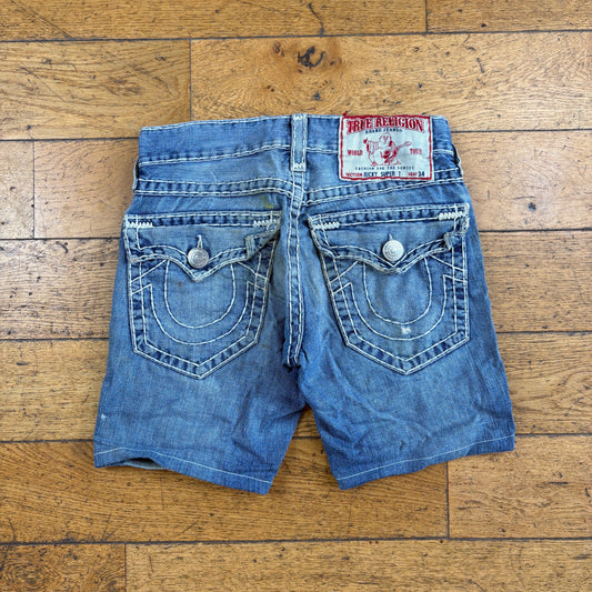 Vintage True Religion Blue Embroidered Y2K Shorts Jorts - 30