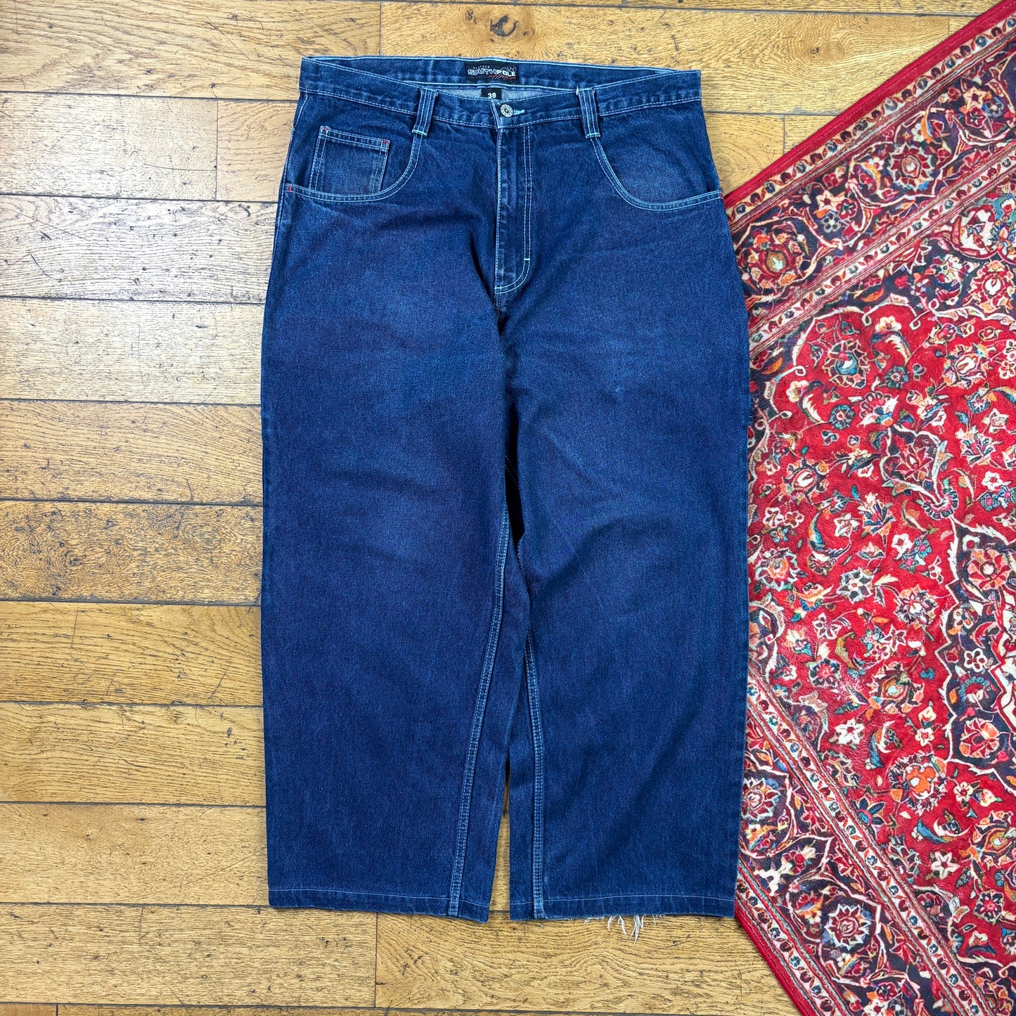 Vintage Southpole Blue Embroidered Y2K Hip Hop Baggy Jeans - 40