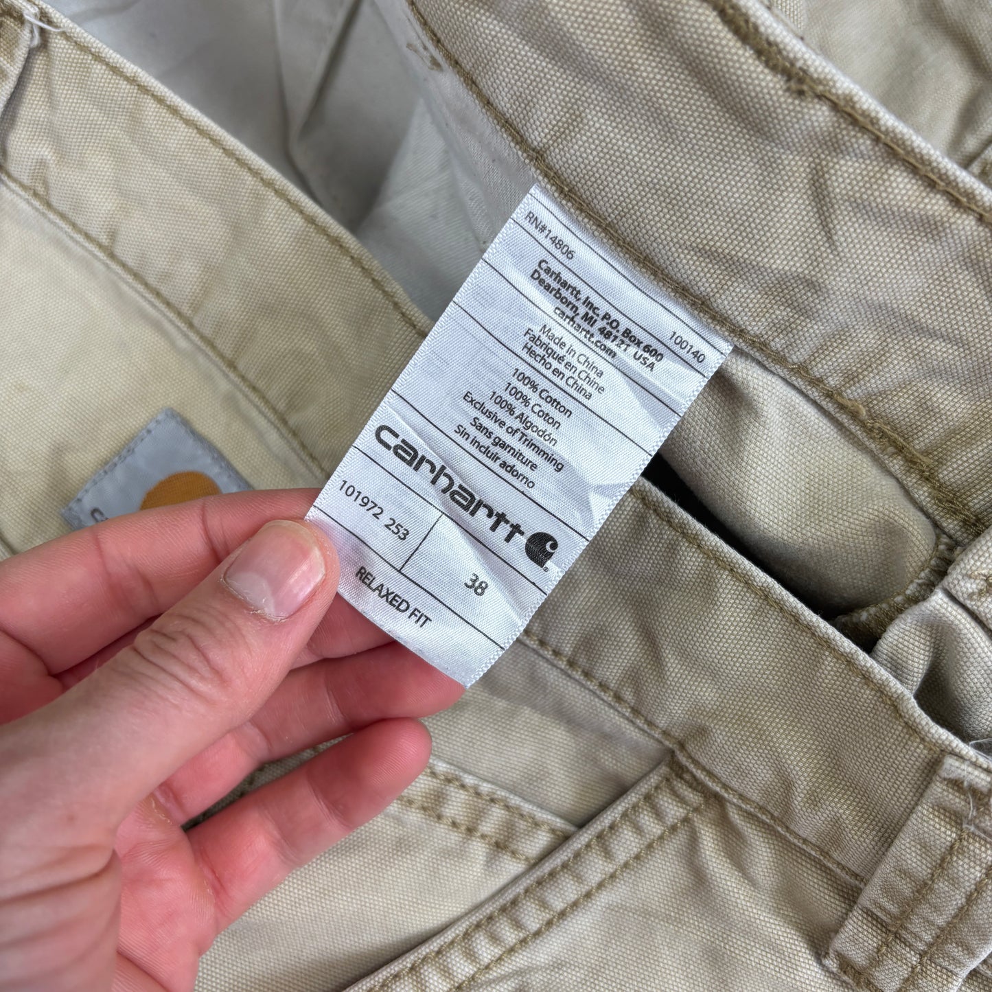 Vintage Carhartt Cream Workwear Baggy Carpenter Shorts - 38