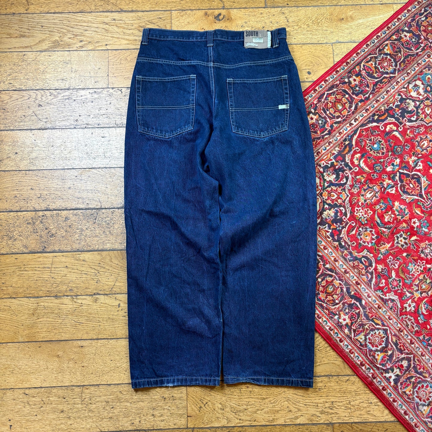 Vintage Southpole Blue Embroidered Y2K Hip Hop Baggy Jeans - 36