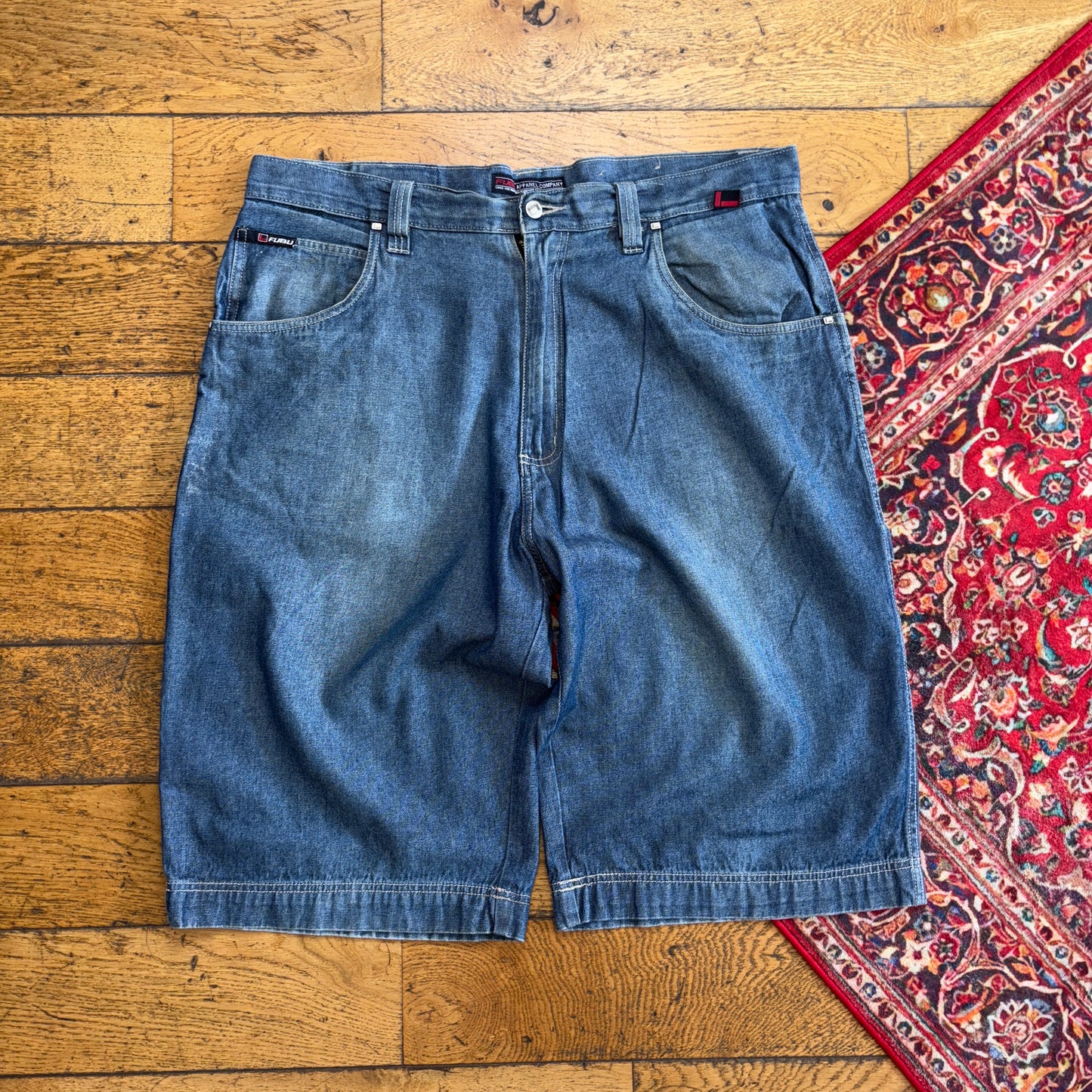 Vintage FUBU Embroidered Hip Hop Blue Baggy Shorts Jorts - 42
