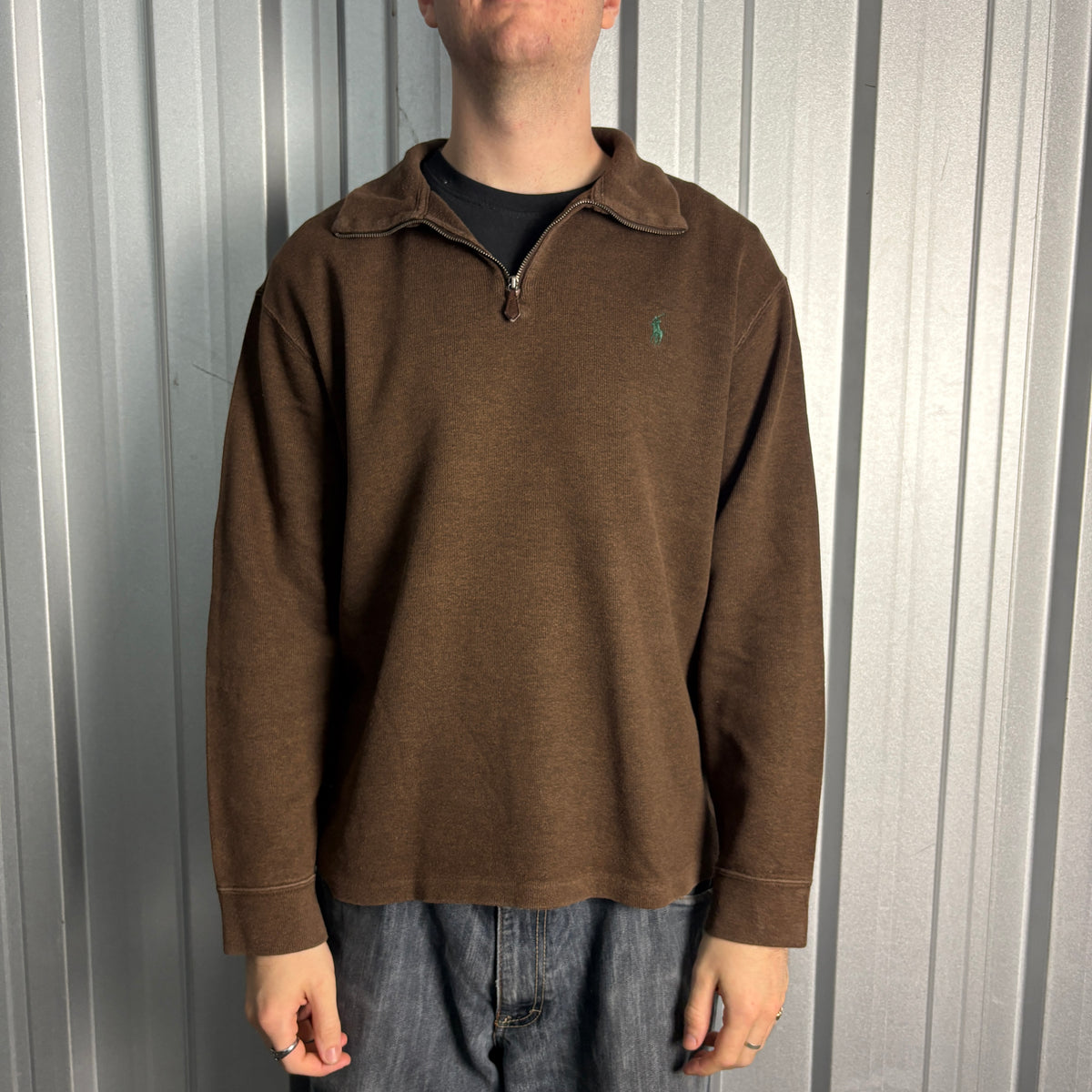 Ralph Lauren Brown Quarter Zip Jumper - XL