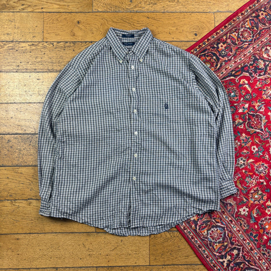 Vintage Nautica Grey Check Embroidered Shirt - XL
