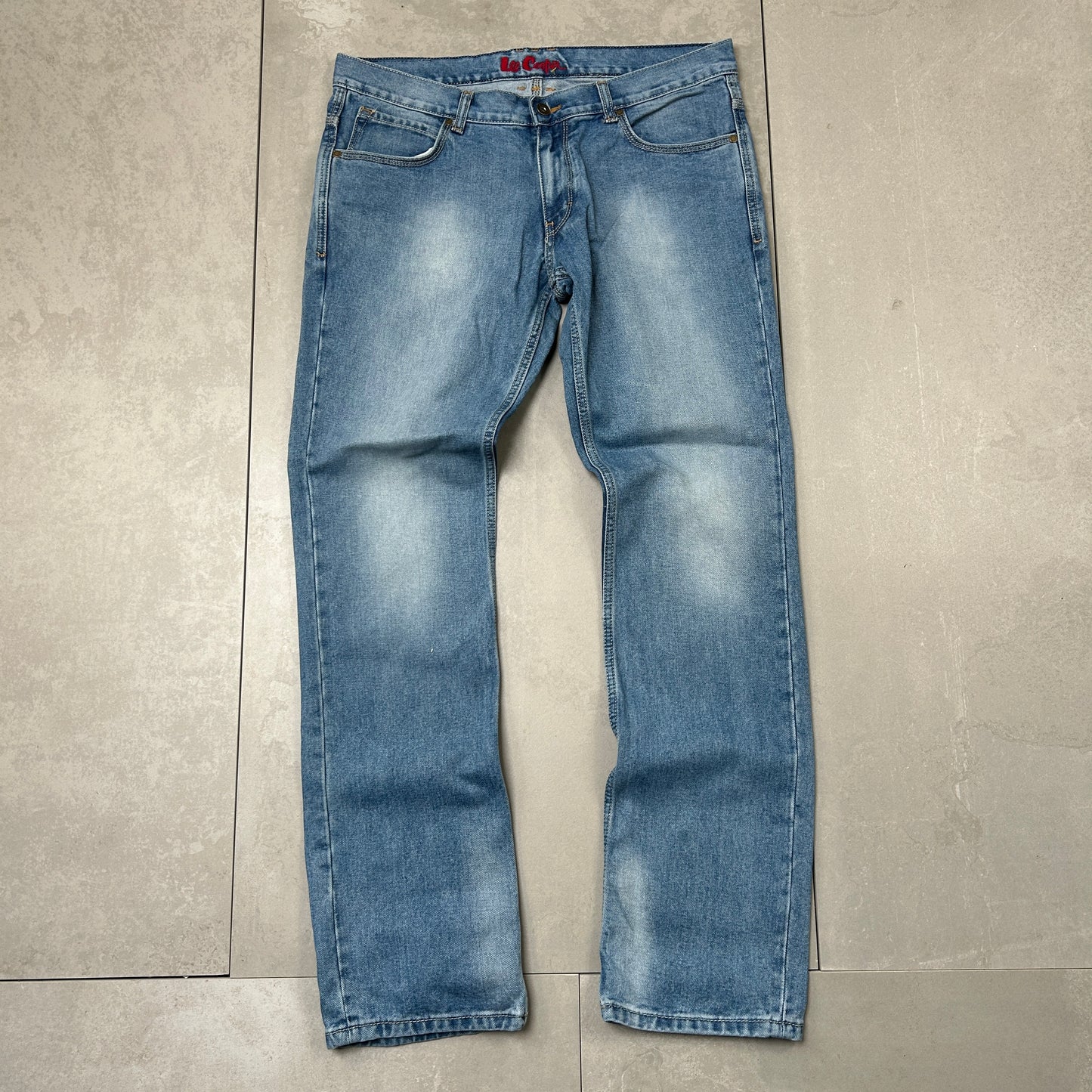 Vintage Embroidered Hip Hop Blue Straight Jeans - 36