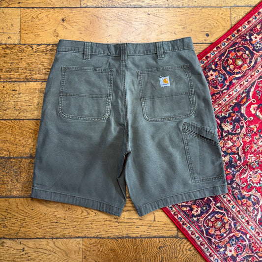 Vintage Carhartt Green Grey Workwear Baggy Carpenter Shorts - 34
