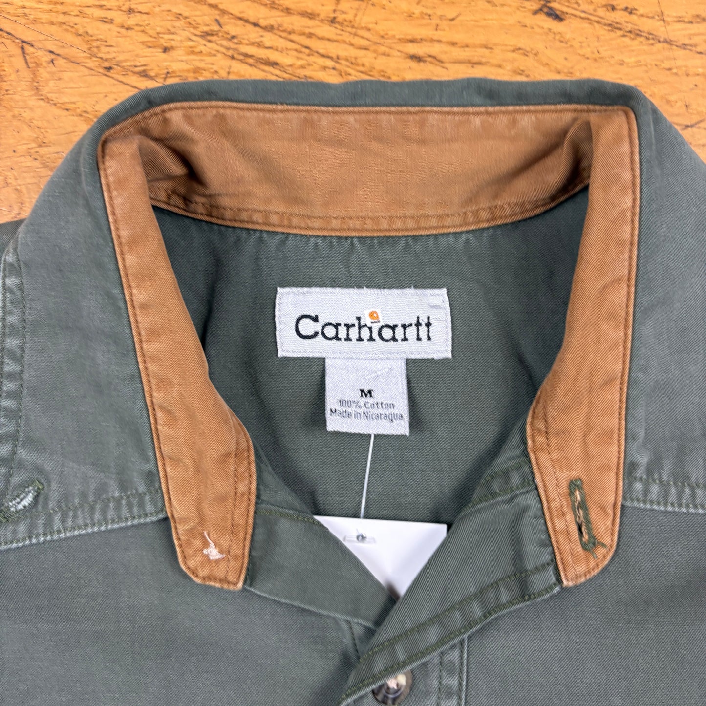 Vintage Carhartt Green Short Sleeve Workwear Shirt - M