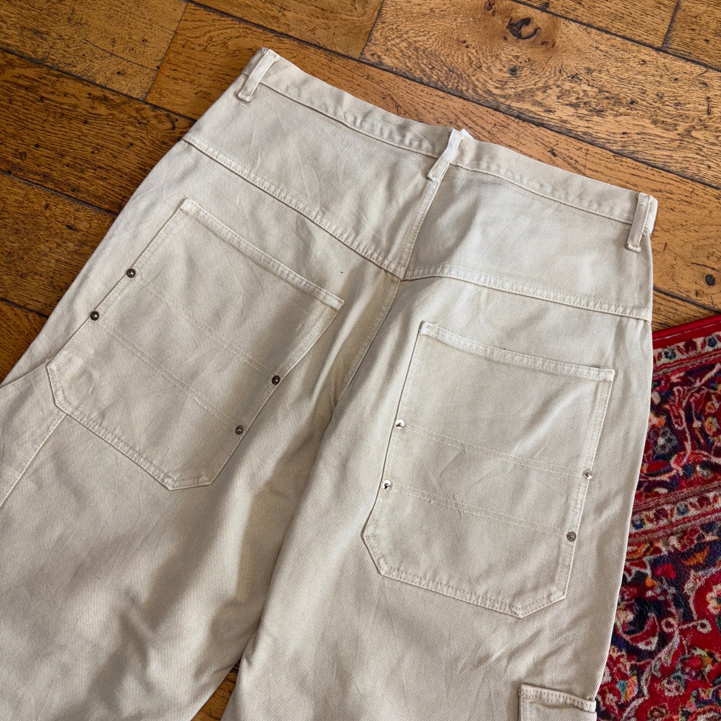 Vintage Carpenter Y2K Cream Hip Hop Baggy Shorts Jorts - 38
