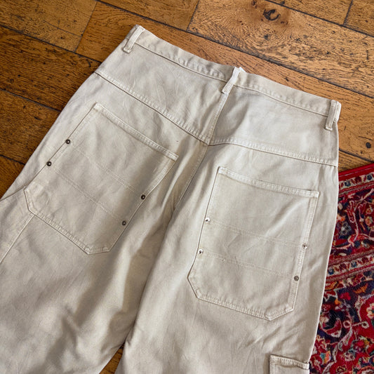 Vintage Carpenter Y2K Cream Hip Hop Baggy Shorts Jorts - 38