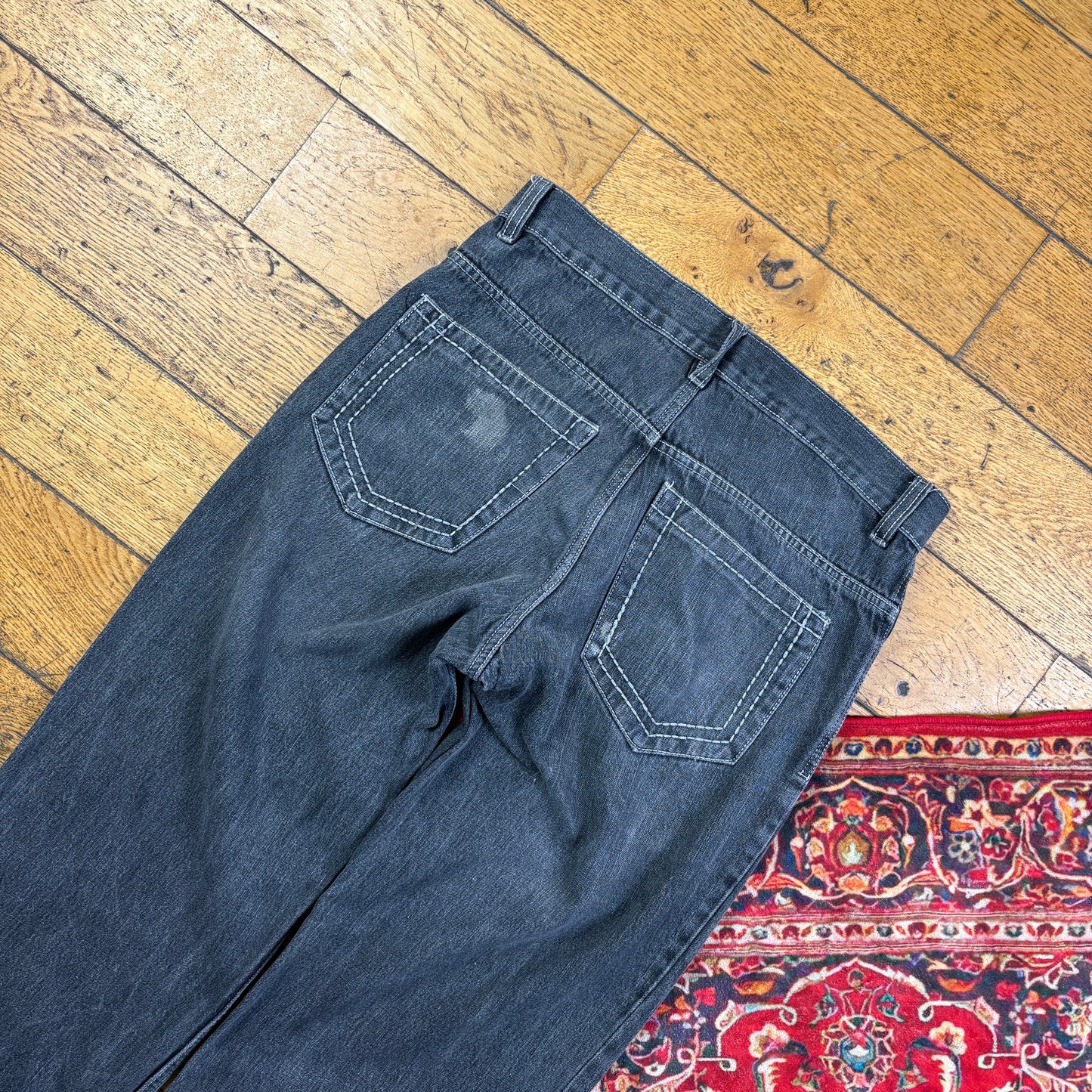 Vintage Avirex Grey Embroidered Y2K Hip Hop Baggy Jeans - 34