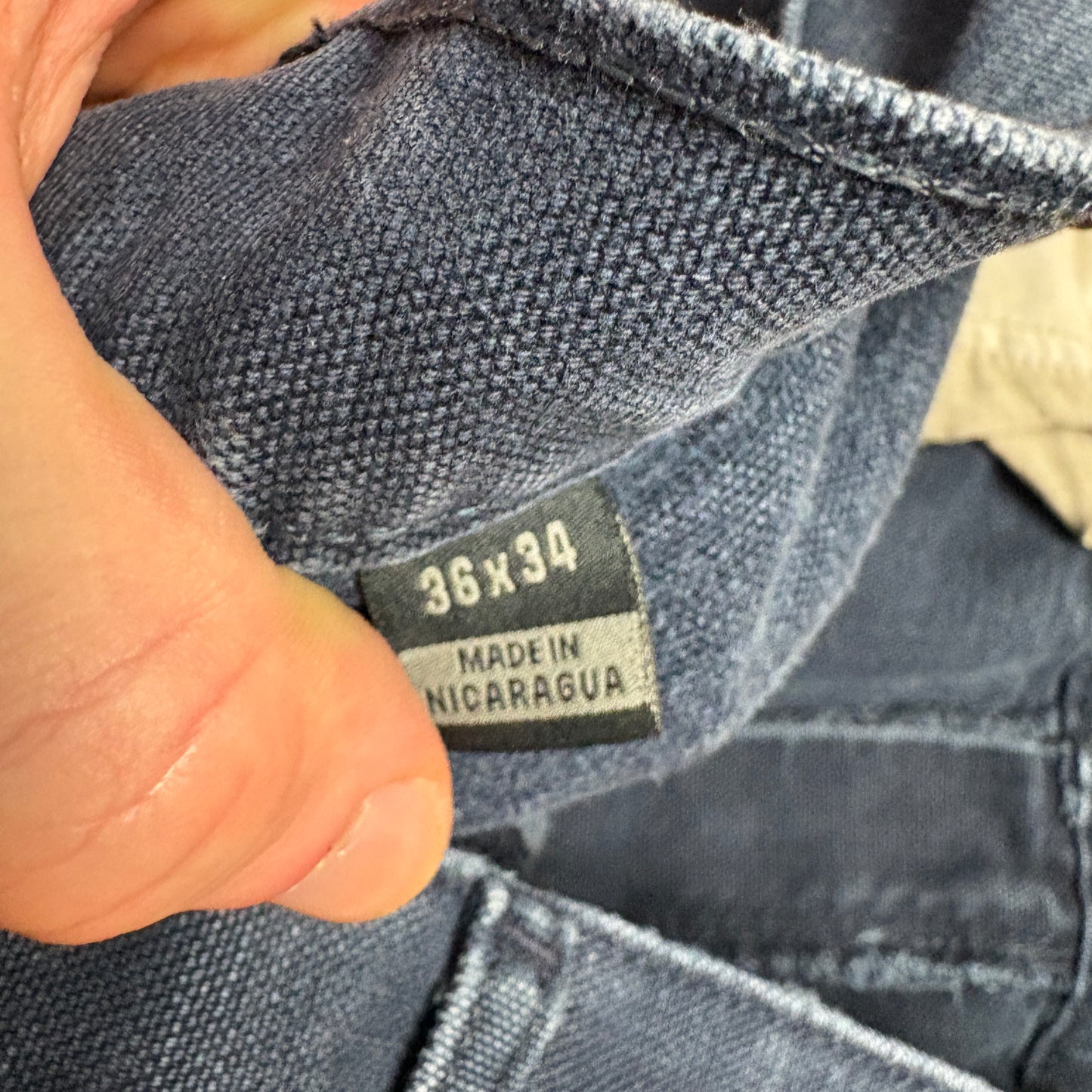 Vintage Carhartt Workwear Faded Black Navy Carpenter Baggy Trousers - 36L