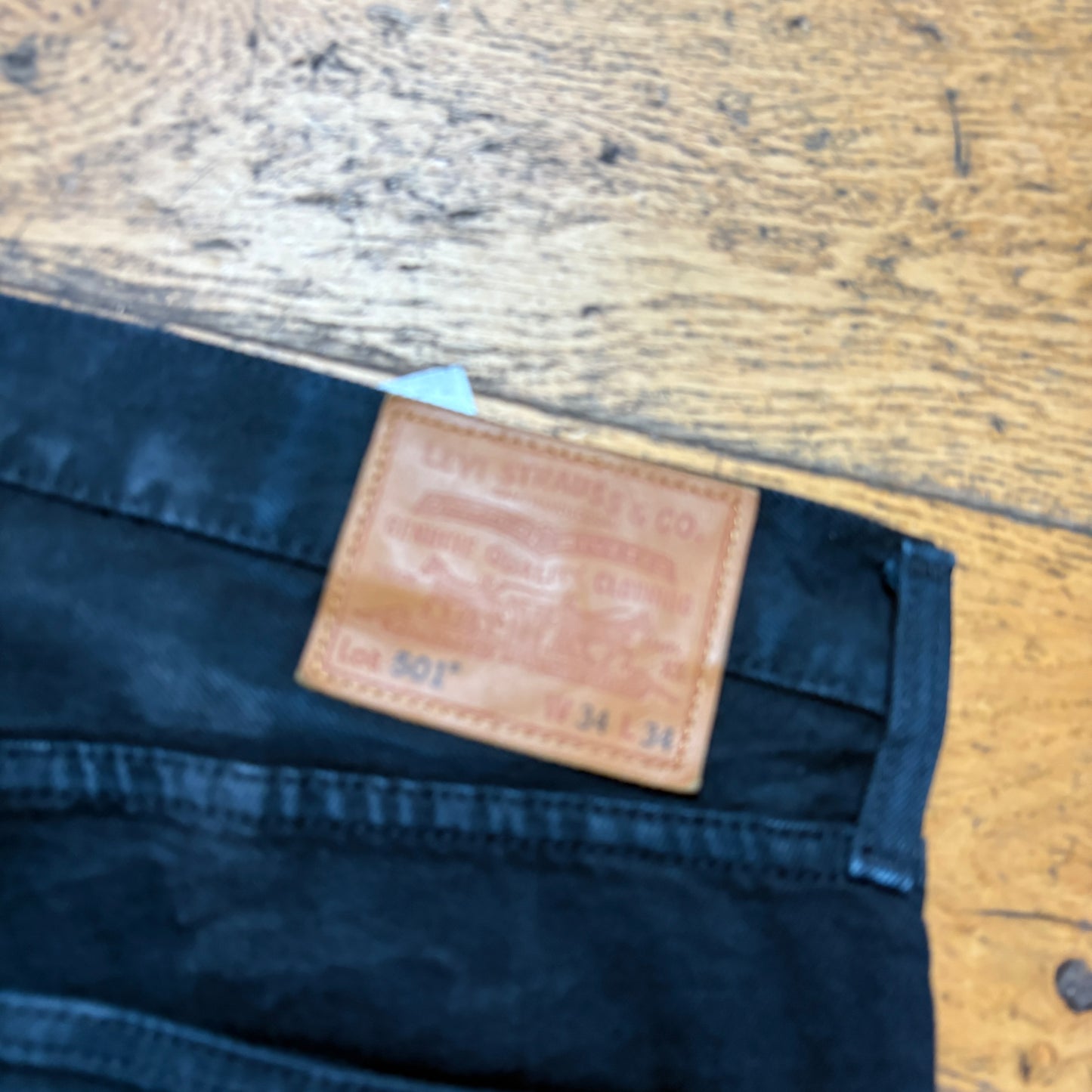 Vintage Levis 501 Straight Black Denim Jeans - 34L