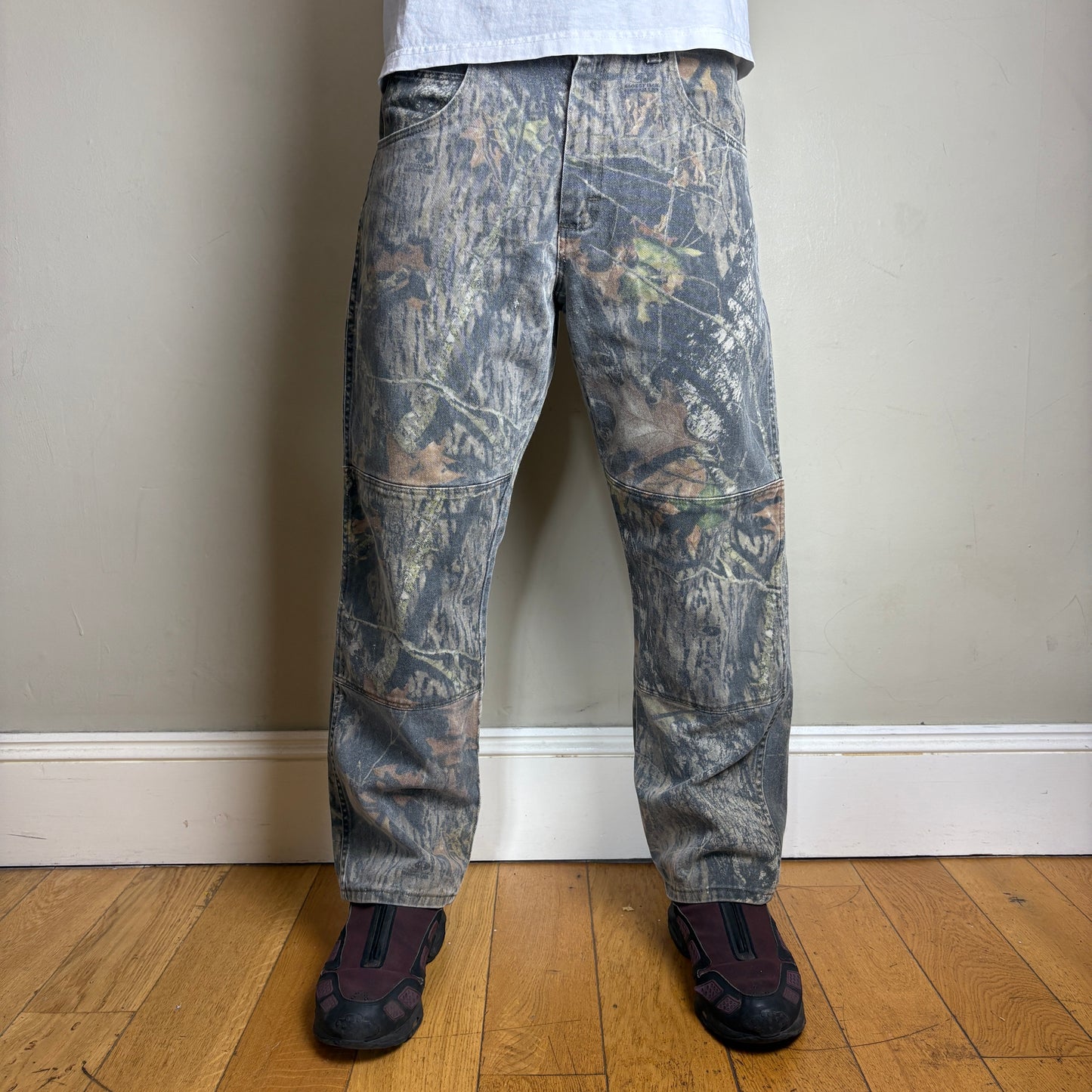 Vintage Real Tree Camo Green Double Knee Hunting Workwear Trousers - 34S
