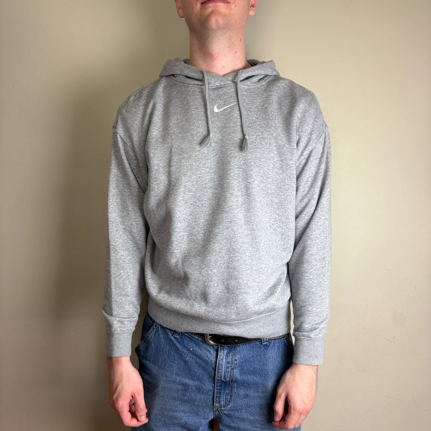 Vintage Nike Centre Swoosh Grey Hoodie Sweatshirt - S