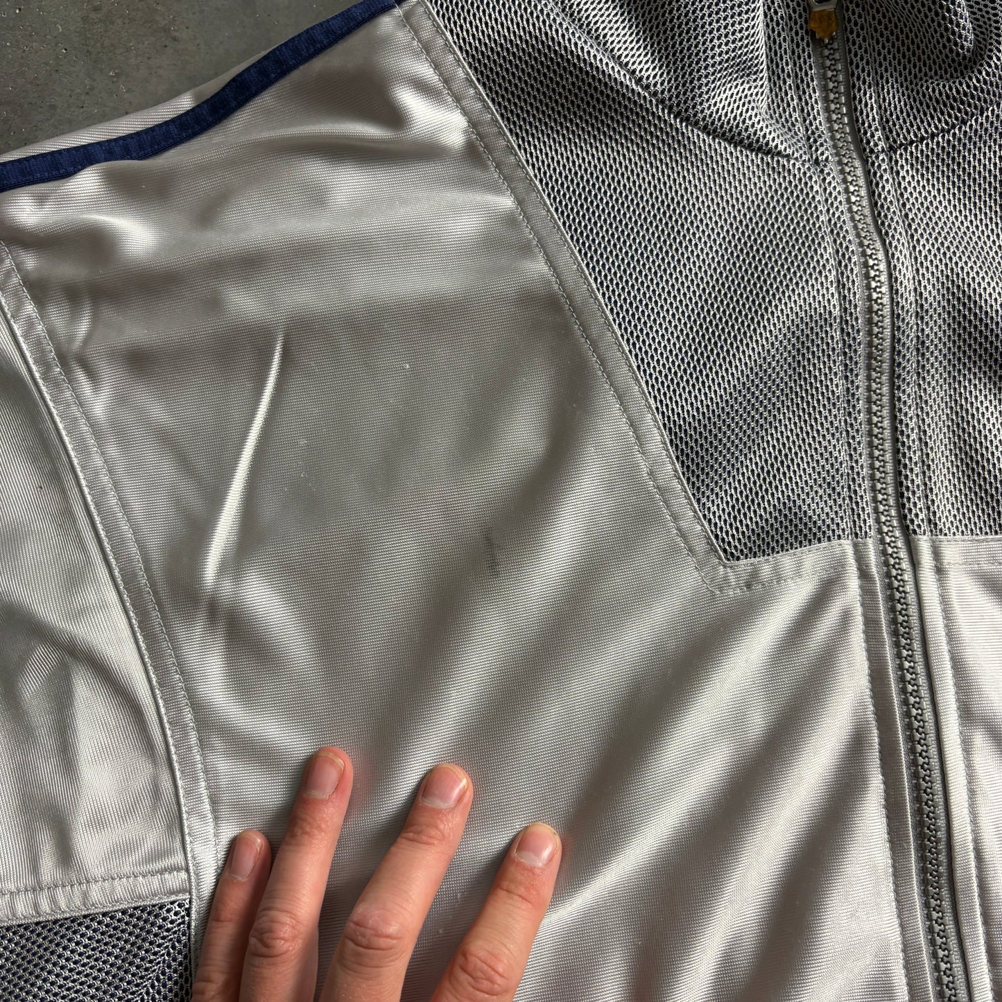 Vintage Adidas 90s Silver Grey Tracksuit Track Jacket - M
