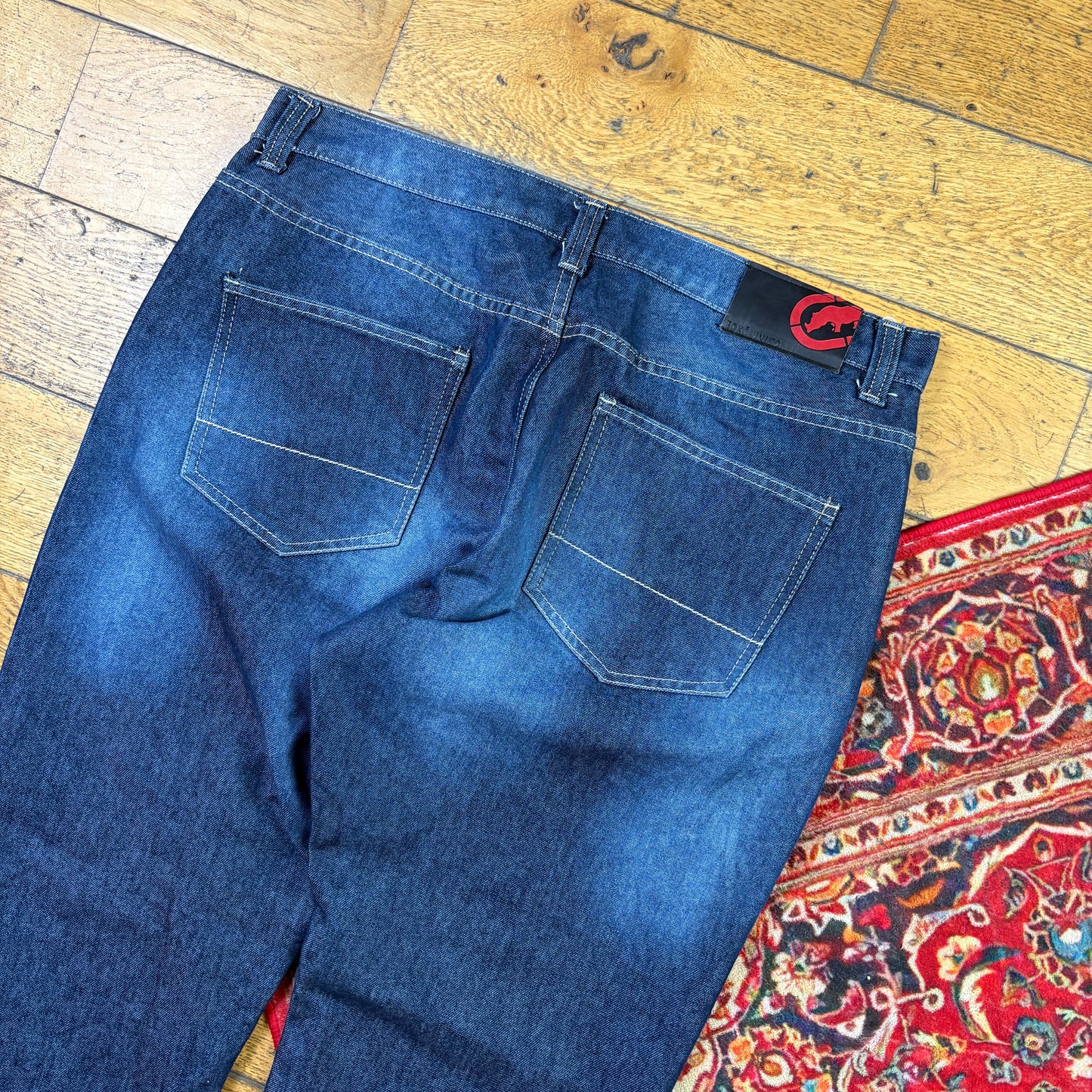 Vintage Ecko Unltd Blue Embroidered Y2K Hip Hop Straight Jeans - 36