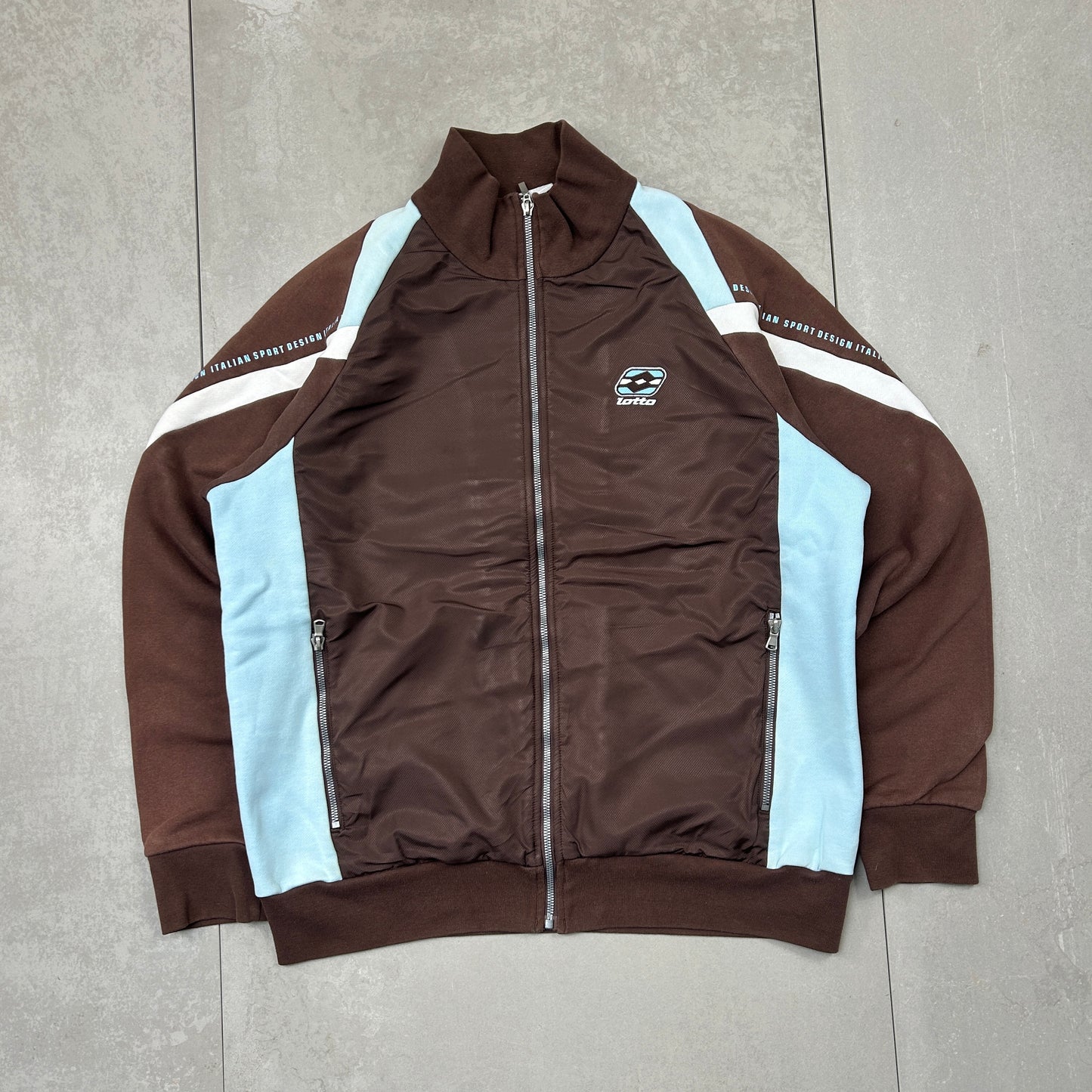 Vintage Lotto Brown Zip Embroidered Sweatshirt - L