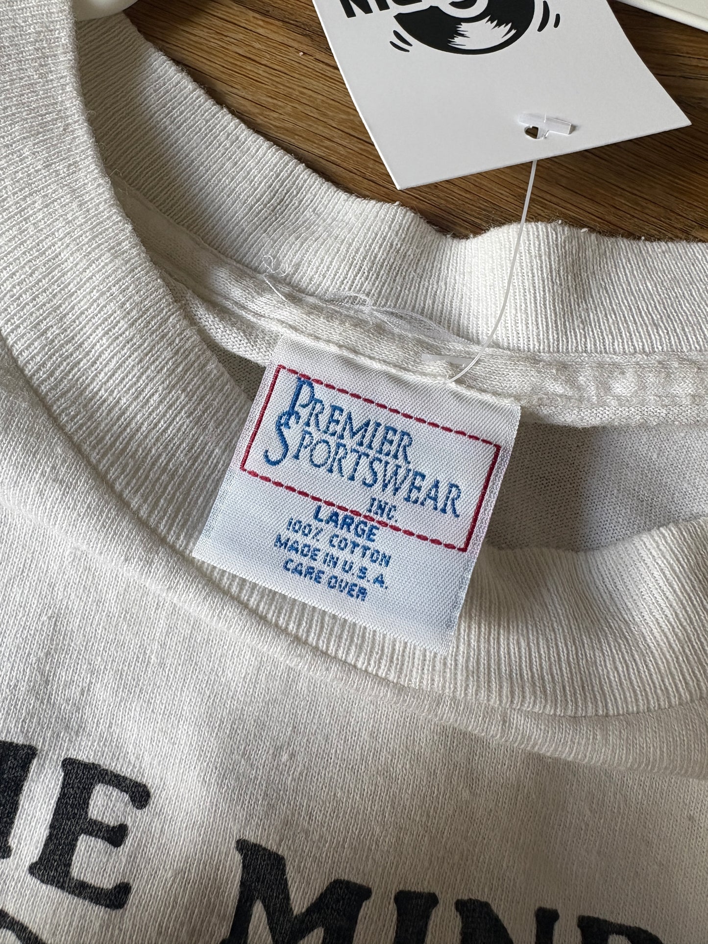Vintage 90s White Funny Slogan Single Stitch Graphic T-Shirt - L
