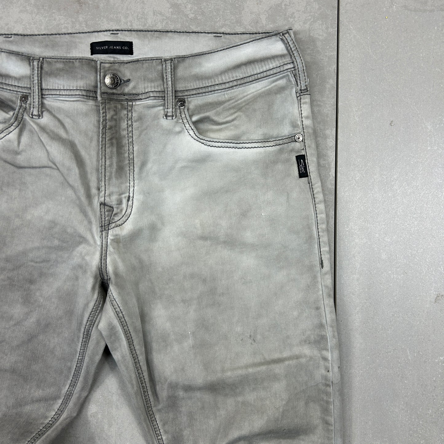Vintage Embroidered Grey Hip Hop Baggy Jeans - 38