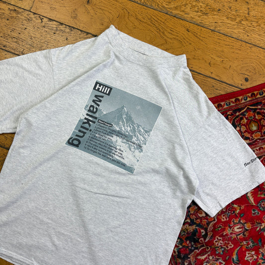Vintage Hill Walking Gorpcore Grey Graphic T-Shirt - S