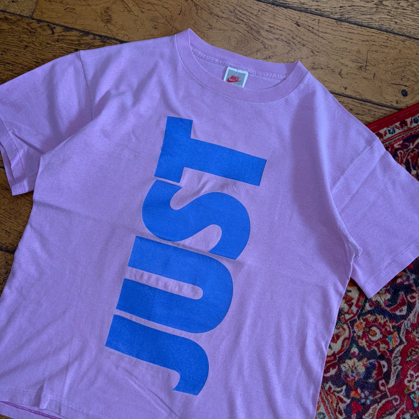 Vintage 80s Nike Just Do It Pink Purple Single Stitch Graphic T-Shirt - M