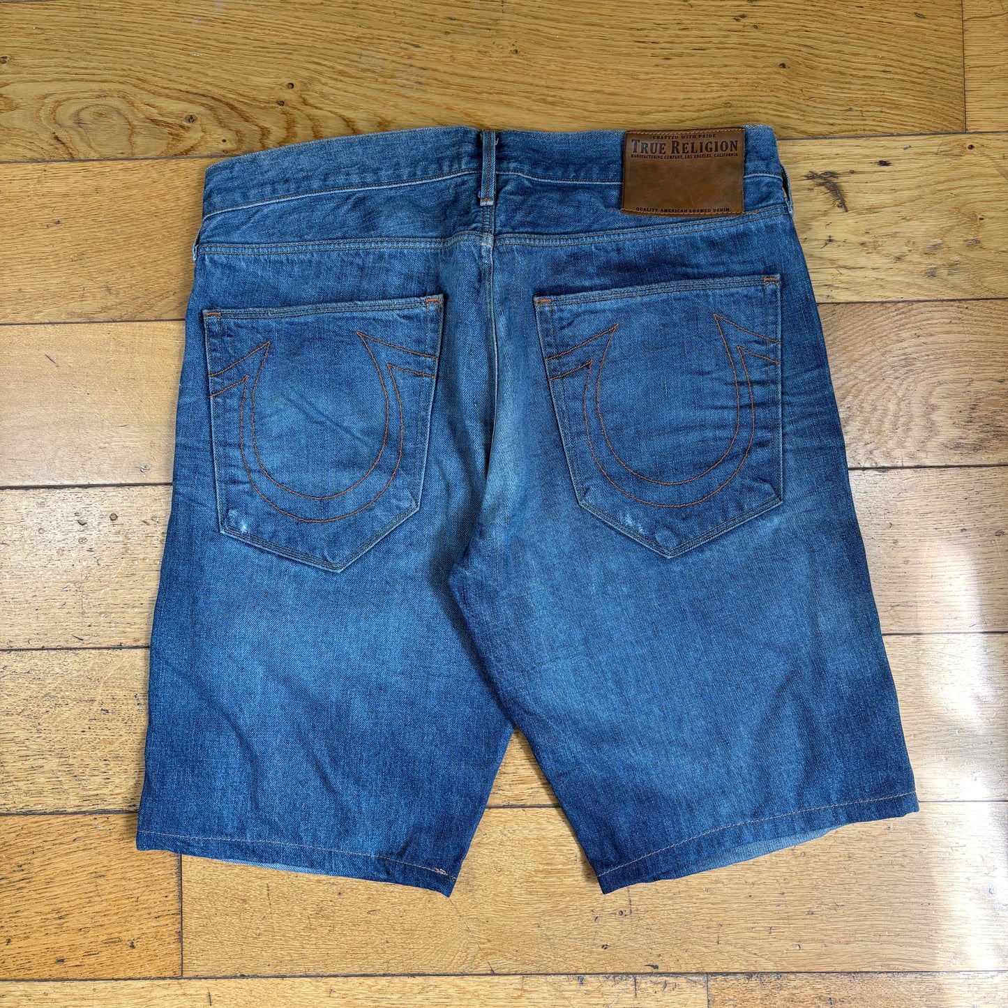 Vintage True Religion Blue baggy Embroidered Y2K Shorts Jorts - 36