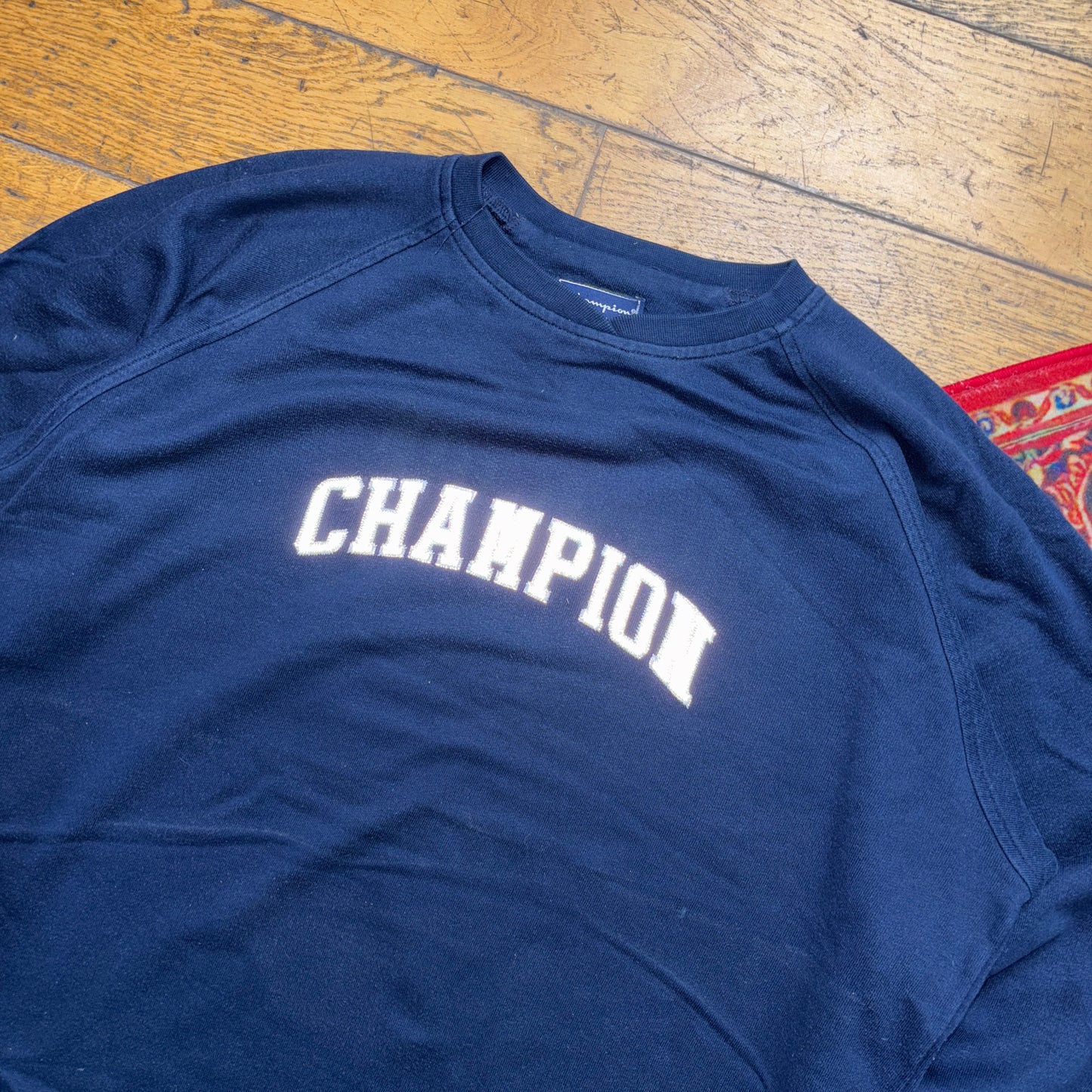 Vintage Champion Navy Boxy Embroidered Sweatshirt - 2XL
