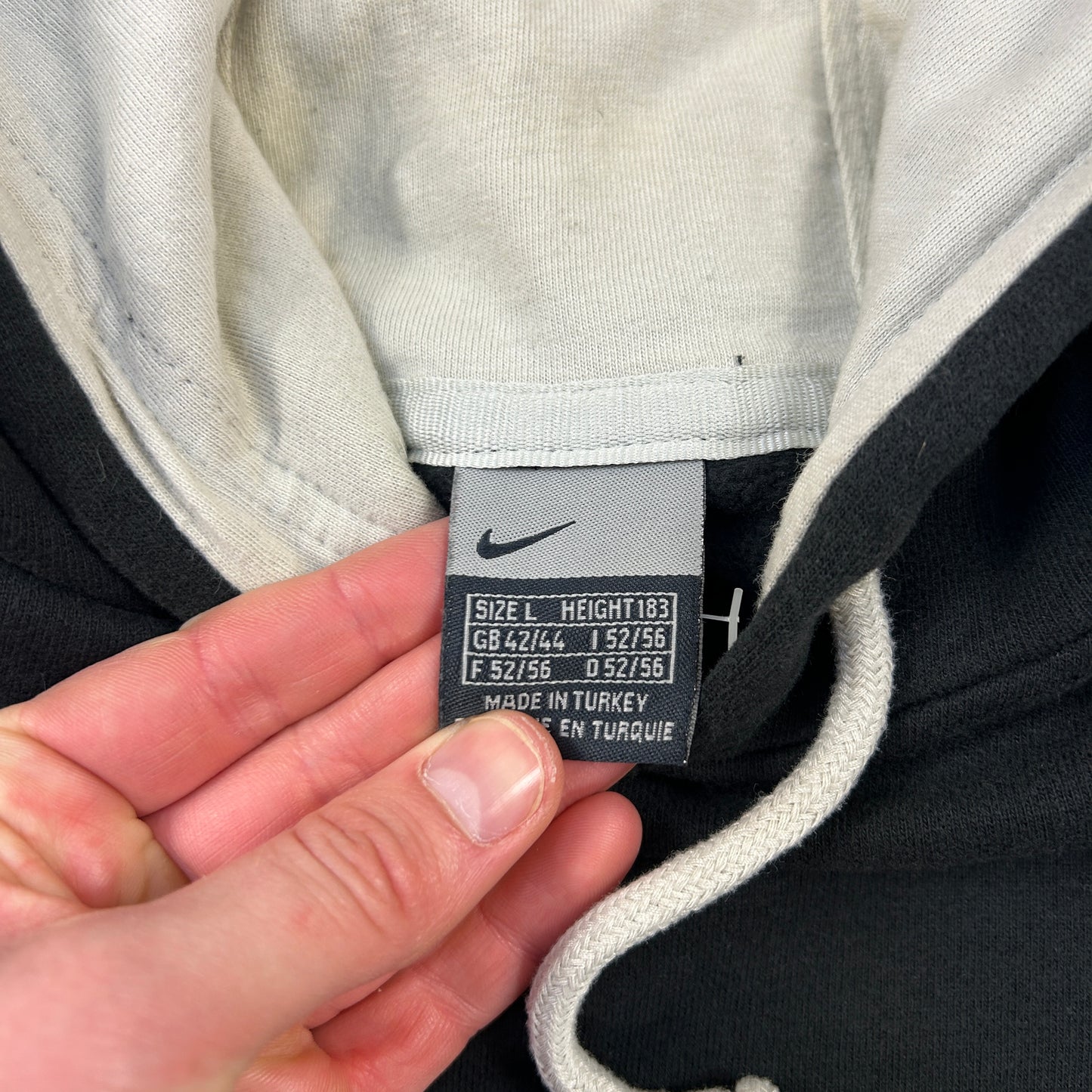 Vintage 00s Nike Swoosh Embroidered Black Hoodie Sweatshirt - L