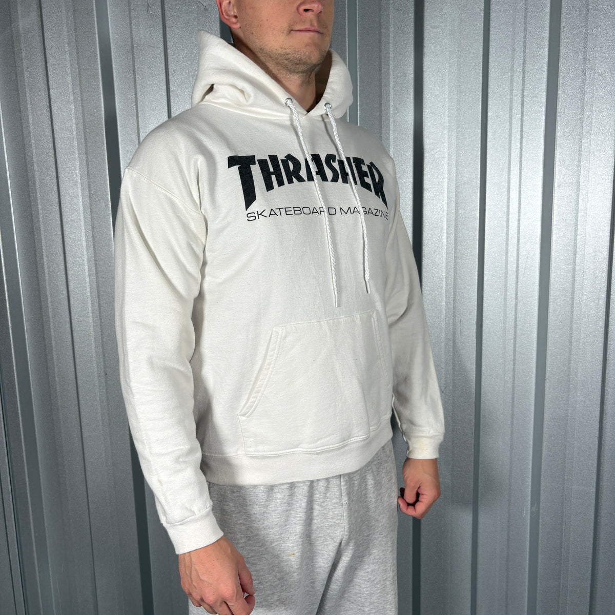 Thrasher White Skate Hoodie Sweatshirt - S