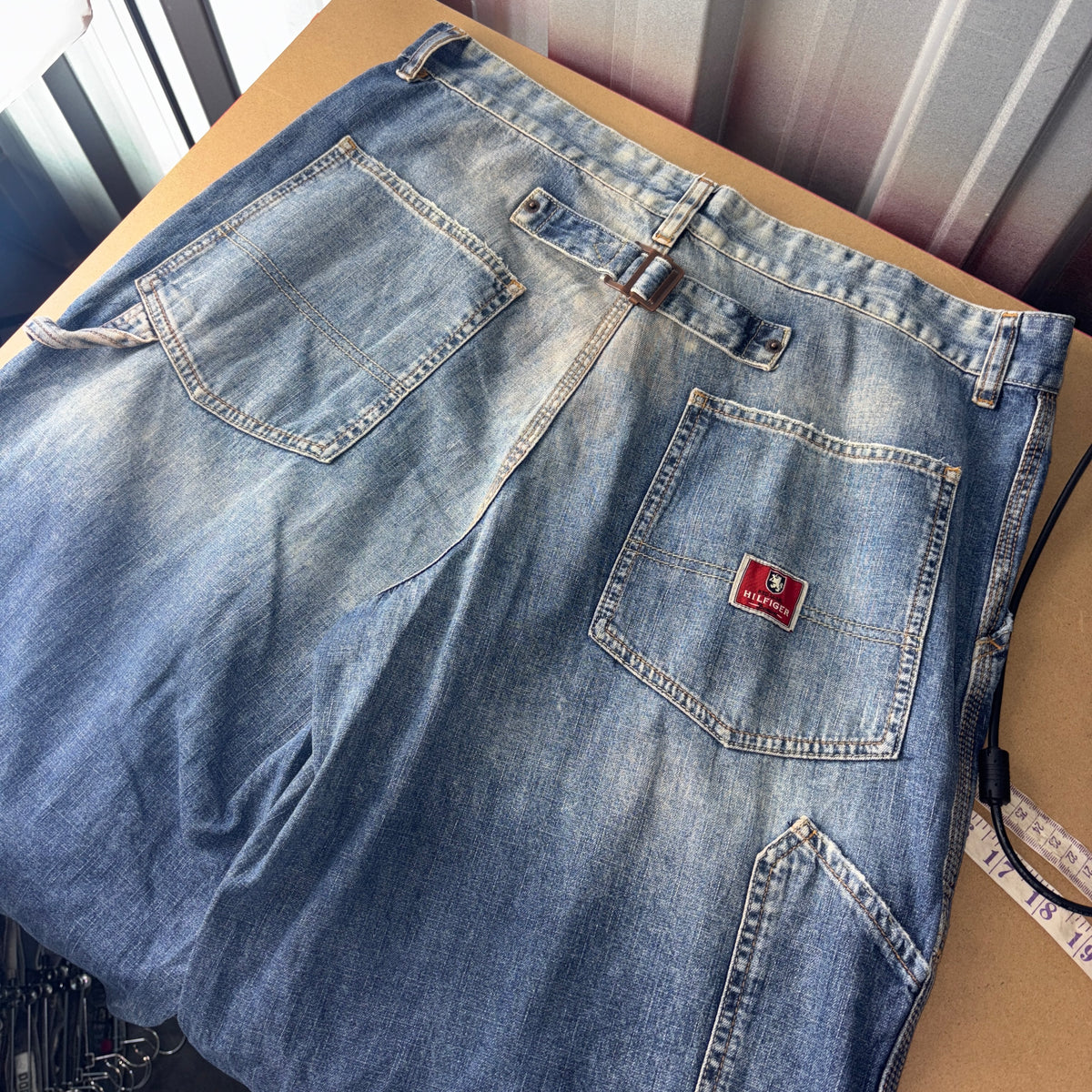 Tommy Hilfiger Red Label Blue Buckle Embroidered Hip Hop Y2K Baggy Jeans - 36S