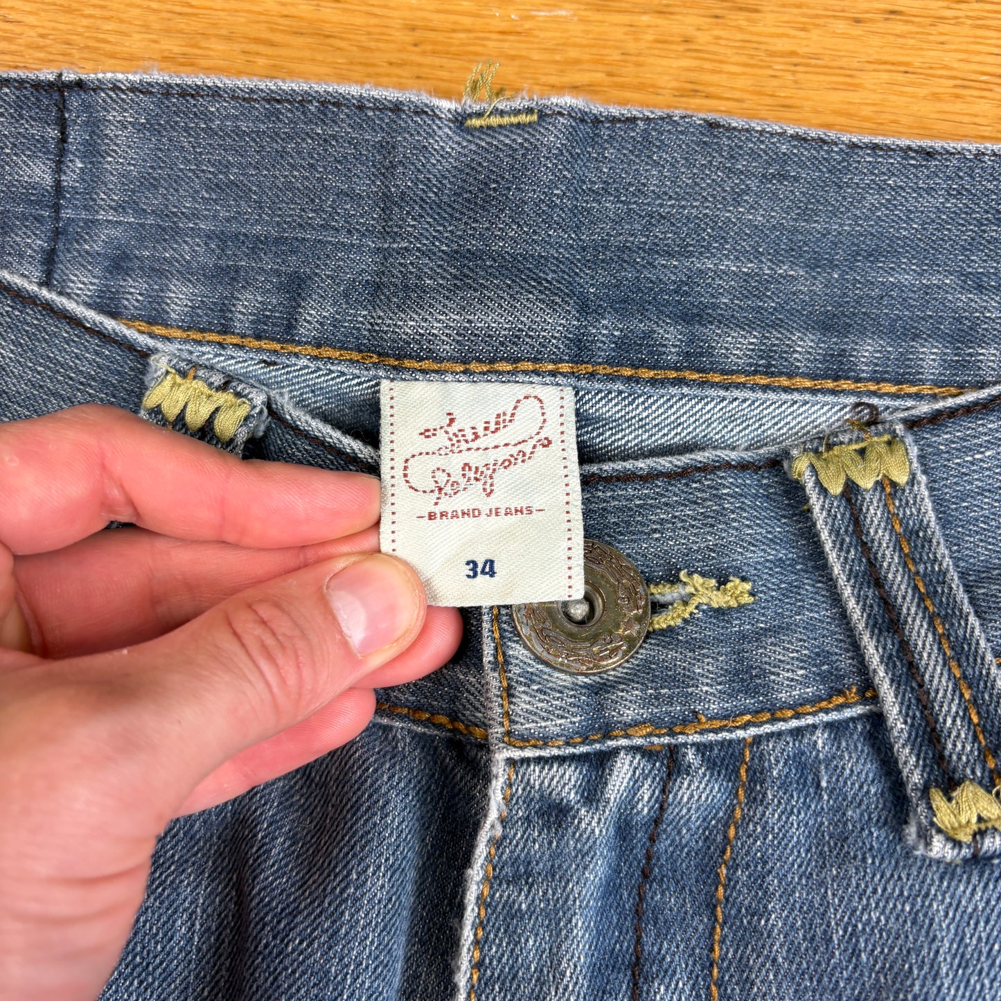 Vintage True Religion Blue Embroidered Y2K Shorts Jorts - 34