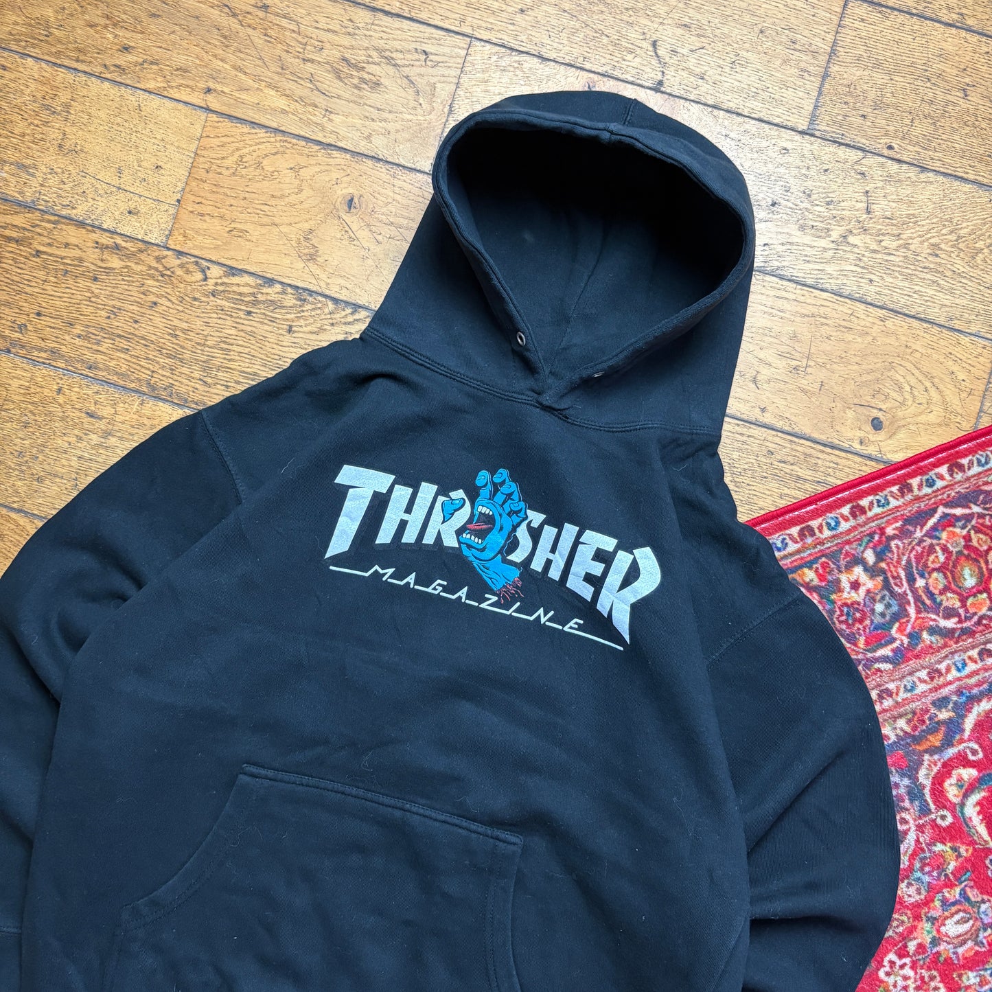 Vintage Thrasher X Santa Cruz Black Skate Hoodie Sweatshirt - XL