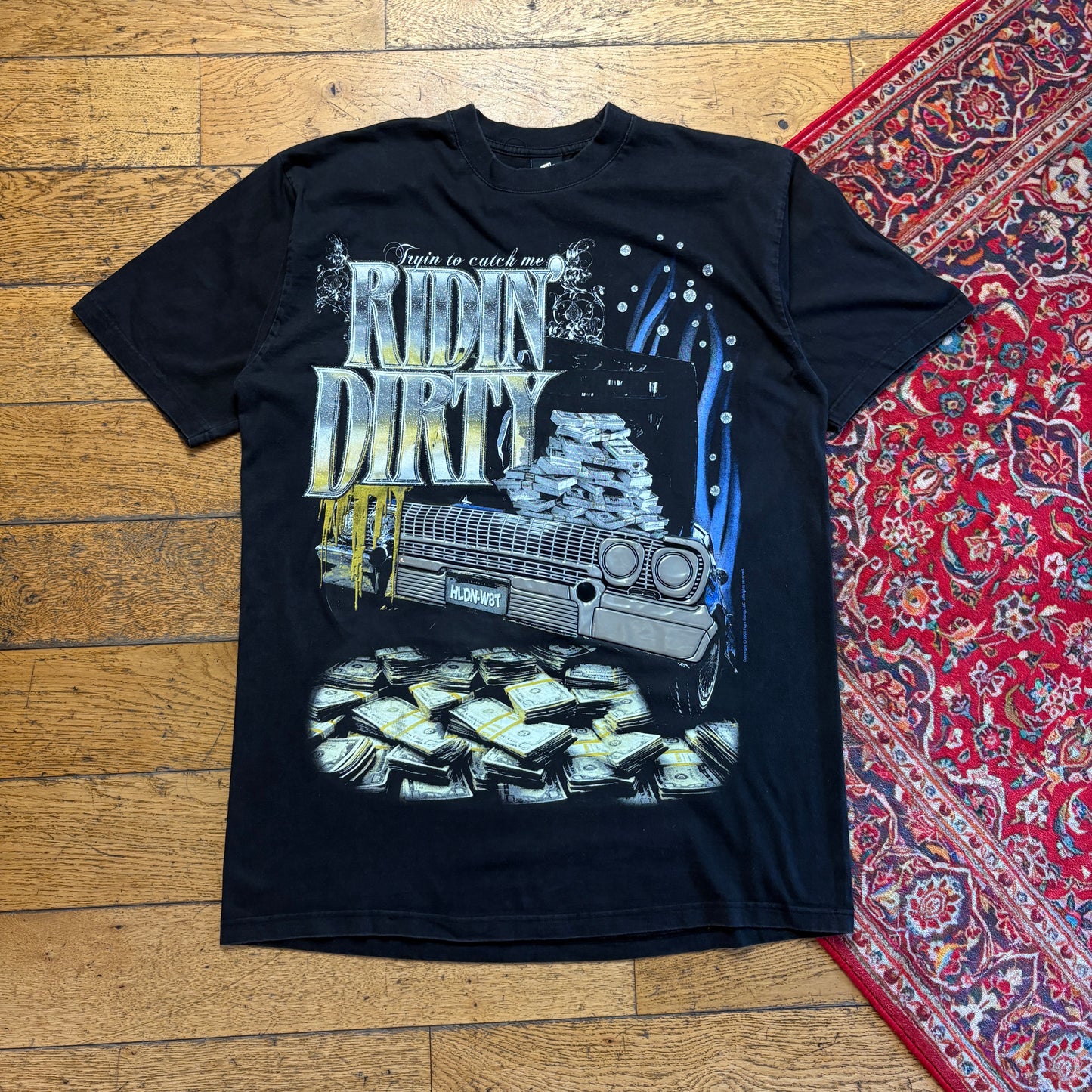 Vintage Fuya 2006 Black Hip Hop 3D Graphic T-Shirt - XL