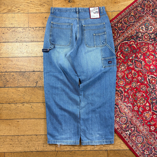 Vintage Phat Farm Blue Carpenter Embroidered Y2K Hip Hop Baggy Jeans - 36