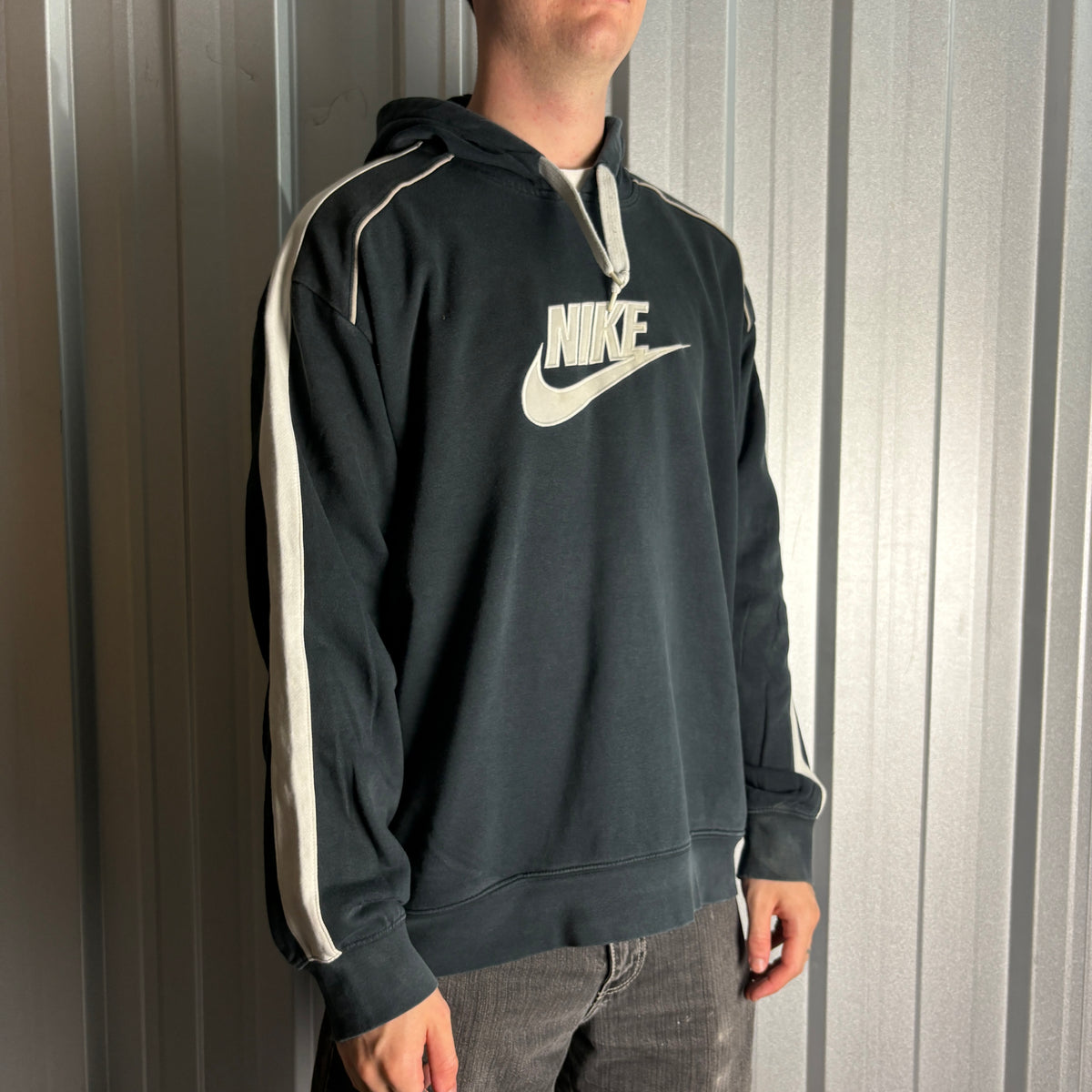 Vintage Nike Black Y2K 00s Embroidered Hoodie Sweatshirt - XL