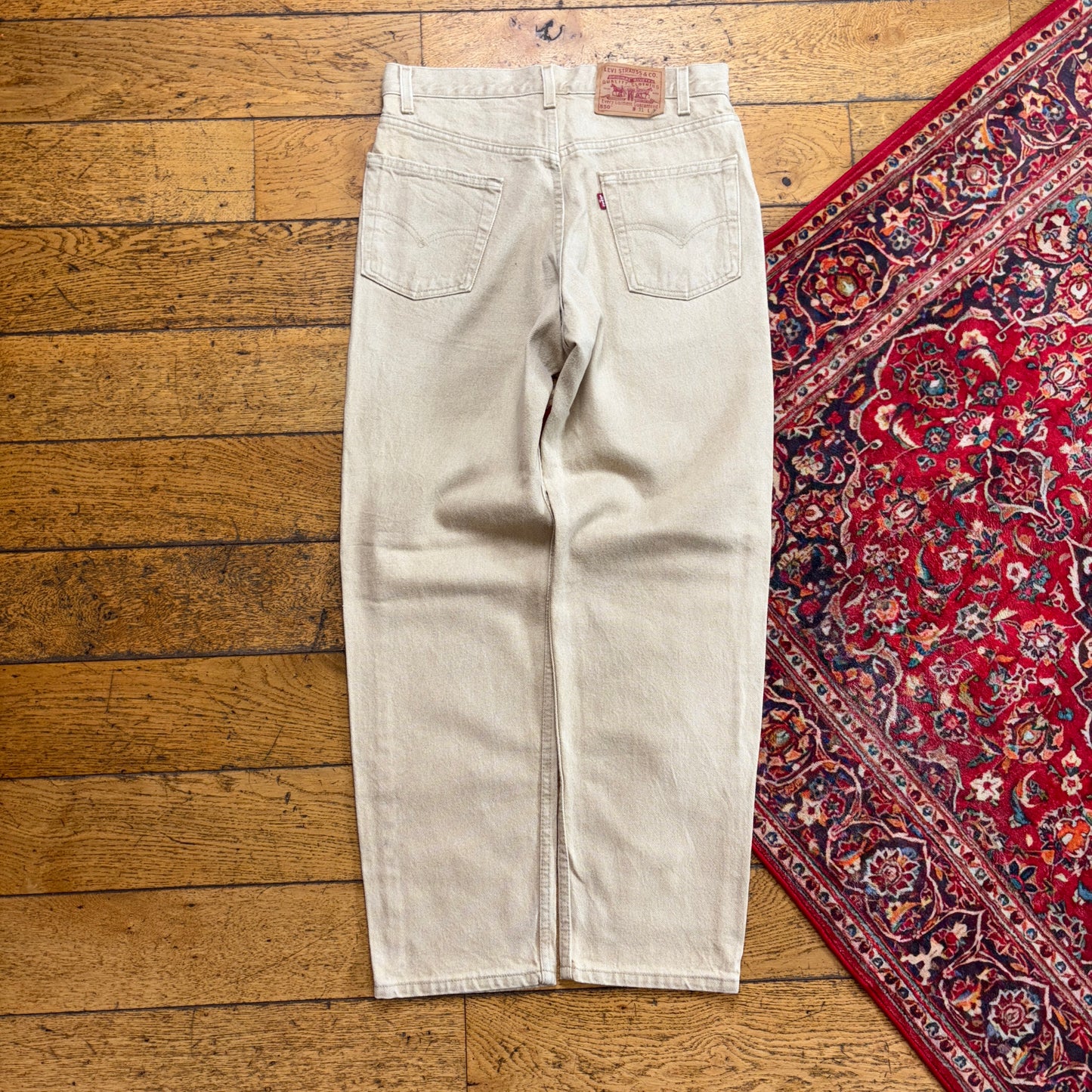 Vintage Levis 550 Baggy Tapered Cream Denim Jeans - 31S