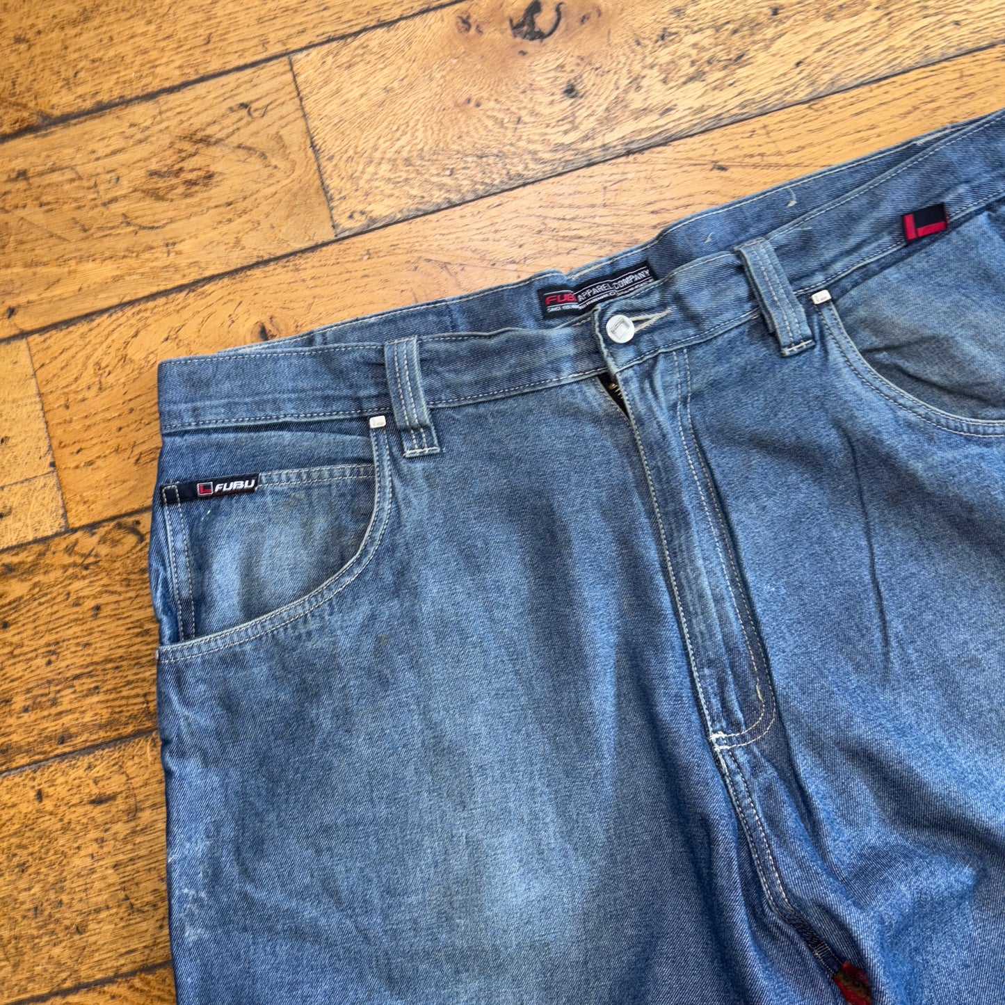 Vintage FUBU Embroidered Hip Hop Blue Baggy Shorts Jorts - 42