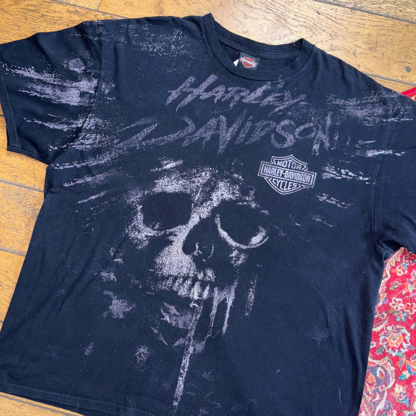 Vintage Harley Davidson Black Skull Graphic T-Shirt - 2XL