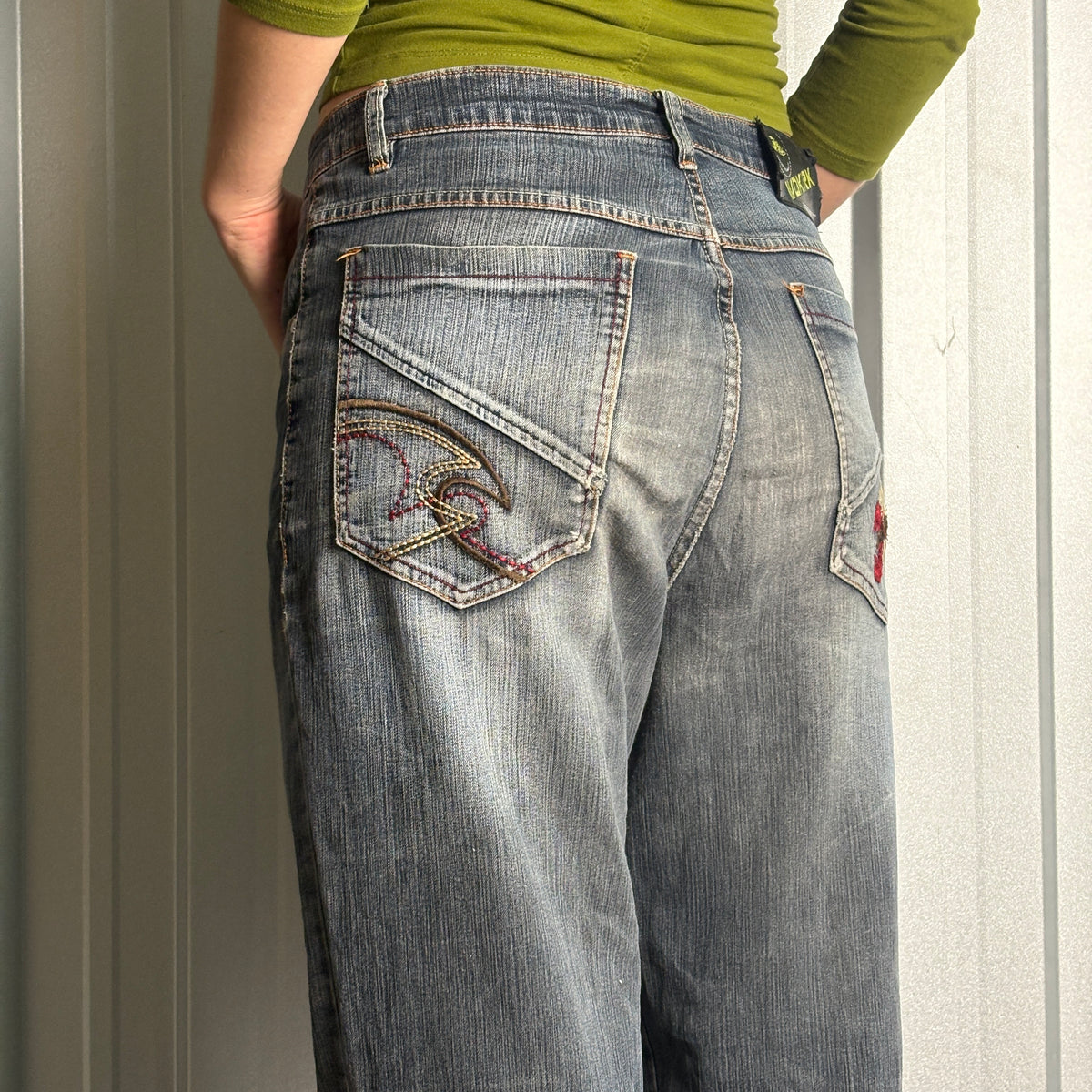 Embroidered Blue Scorpion Japanese Denim Hip Hop Y2K Baggy Jeans - 32S