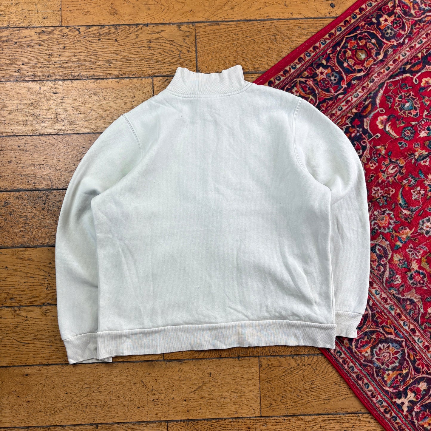 Vintage 90s Adidas Womens Cream Zip Embroidered Sweatshirt - Size 10