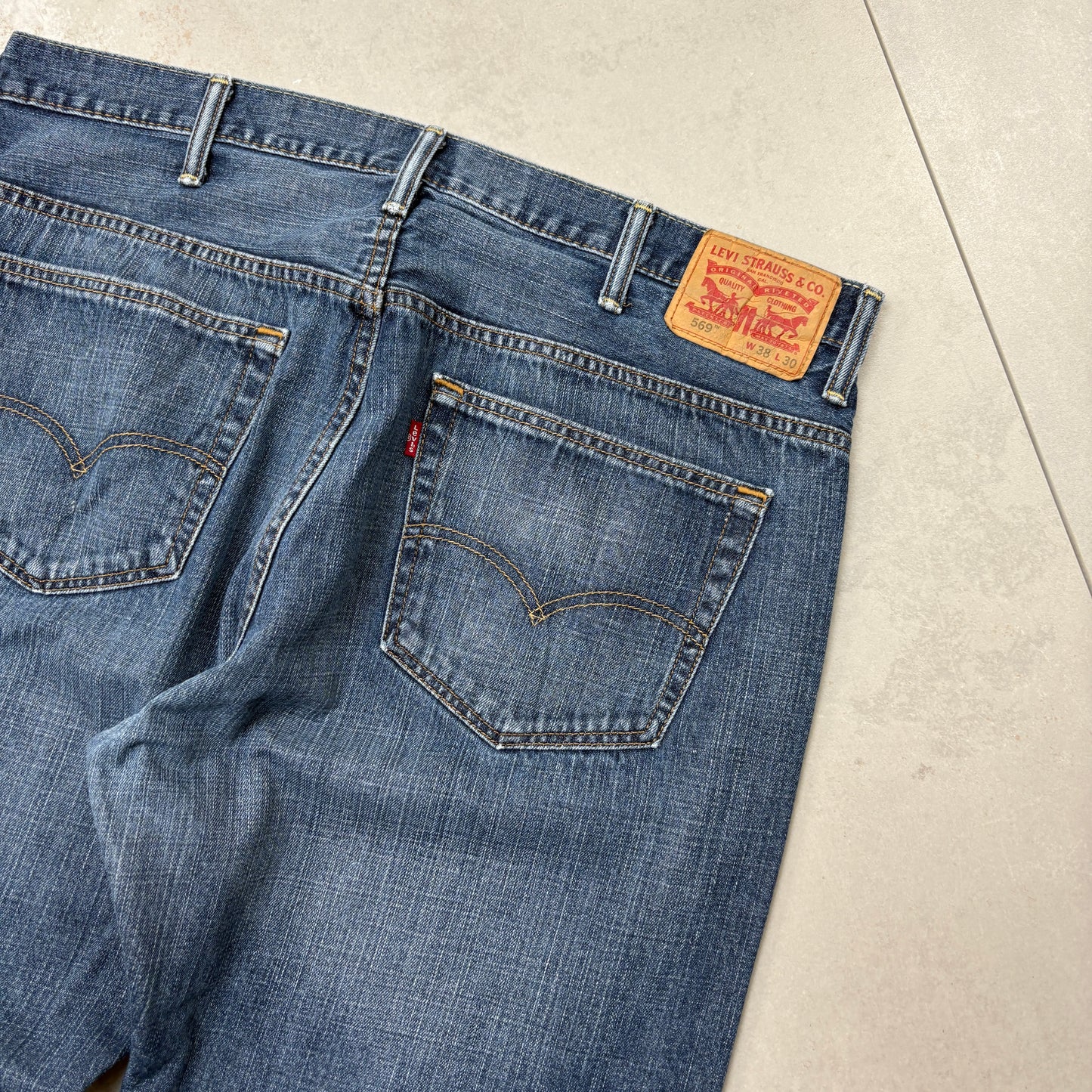 Vintage Levis 569 Baggy Blue Denim Jeans - 38