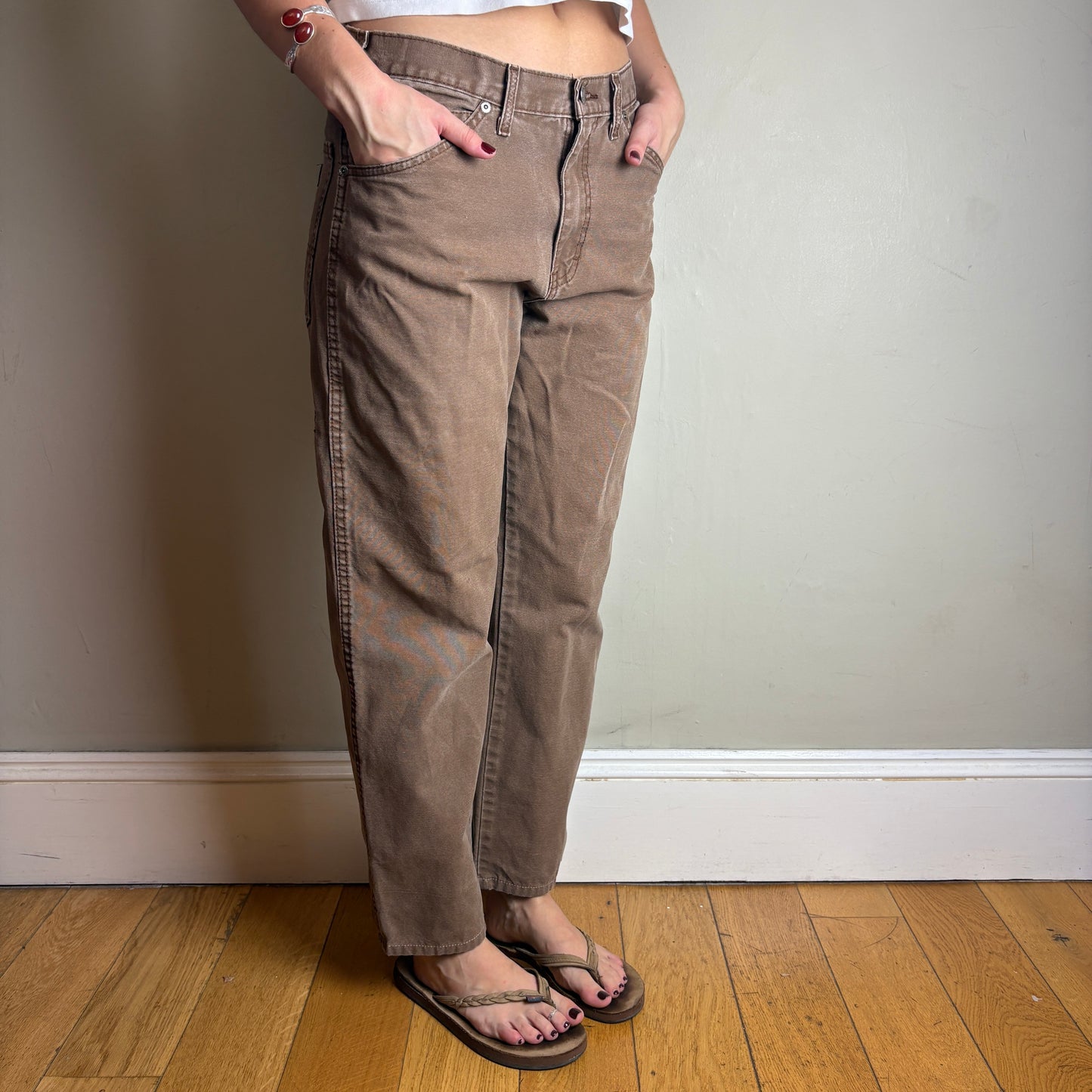 Vintage Dickies Brown Workwear Carpenter Baggy Trousers - 32S