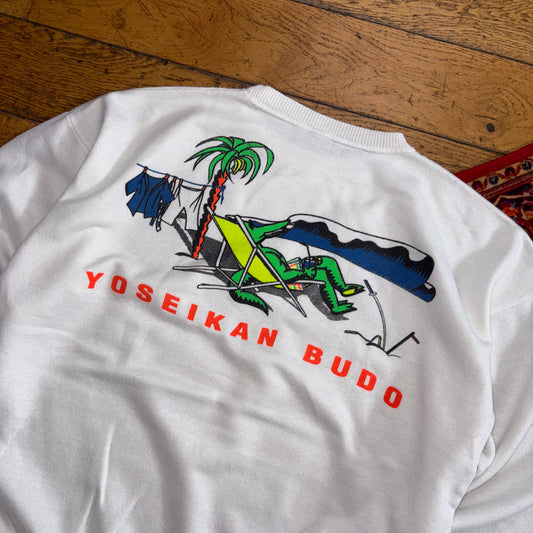 Vintage 1996 Crocodile Graphic Funny Martial Arts White Sweatshirt -