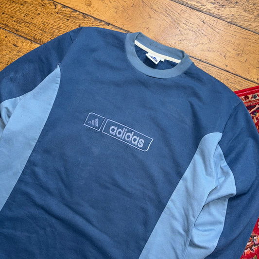 Vintage 90s Adidas Blue Embroidered Sweatshirt - M